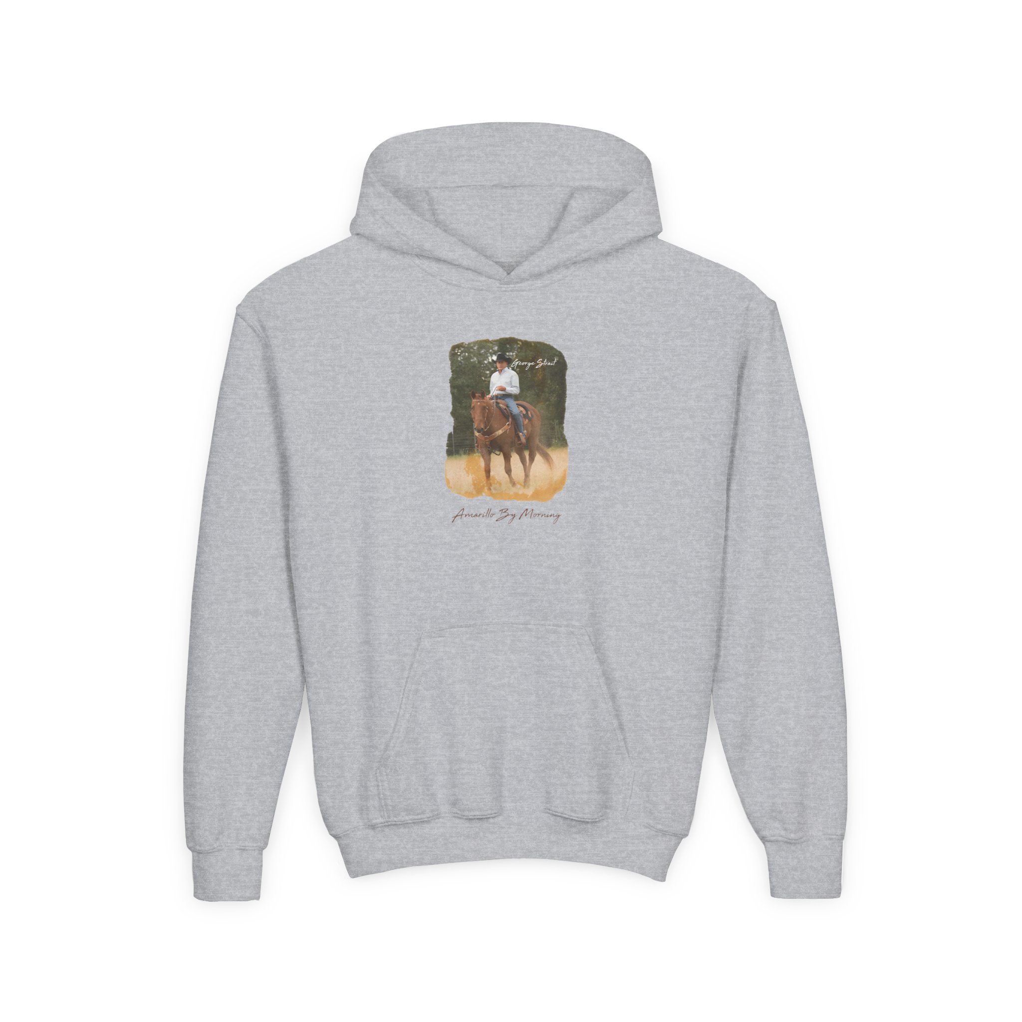 George Strait Amarillo by Morning Youth Heavy Blend Hooded Sweatshirt - Image 3