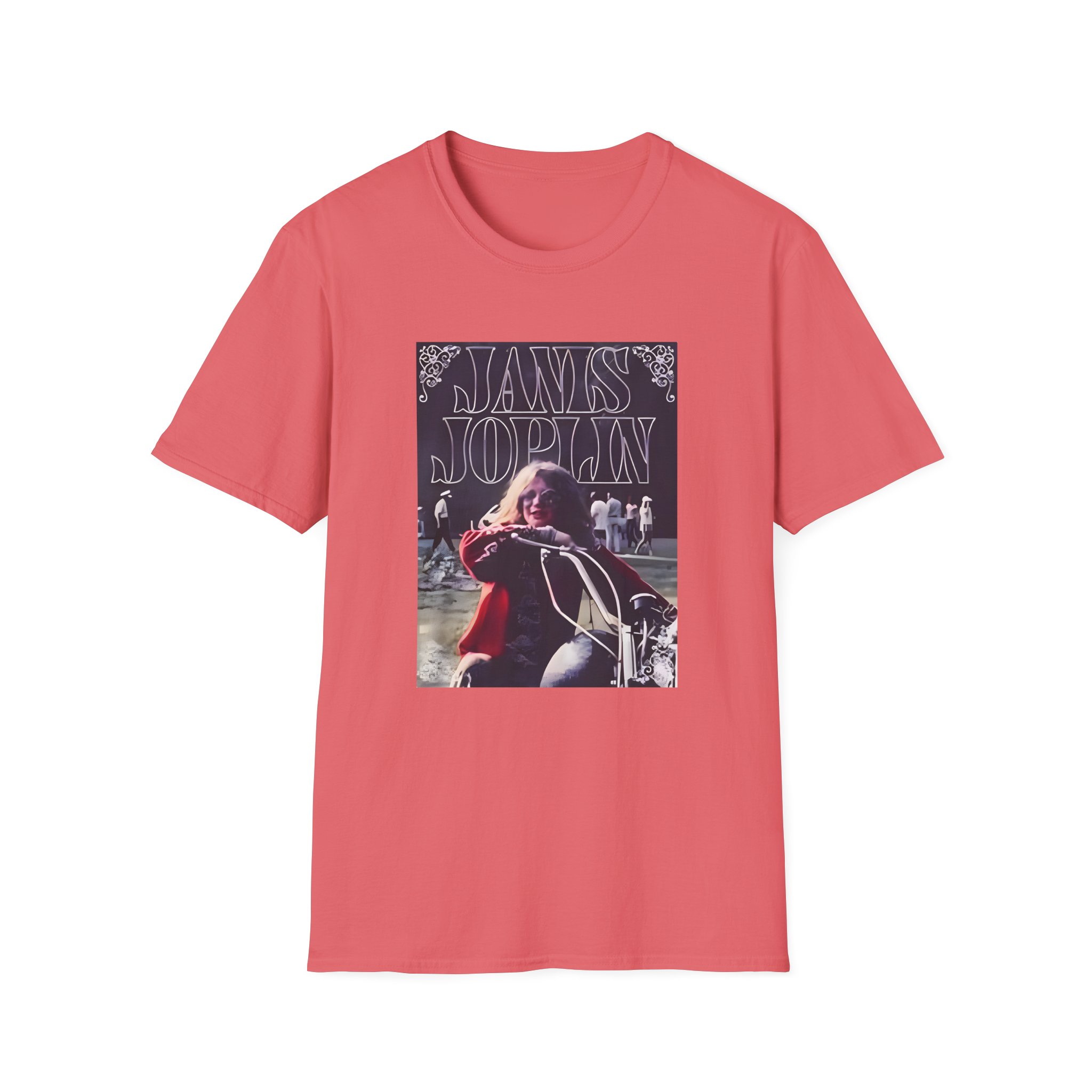 Janis Joplin Greatest Hits Motorcycle Cover Unisex Softstyle T-Shirt - Image 3