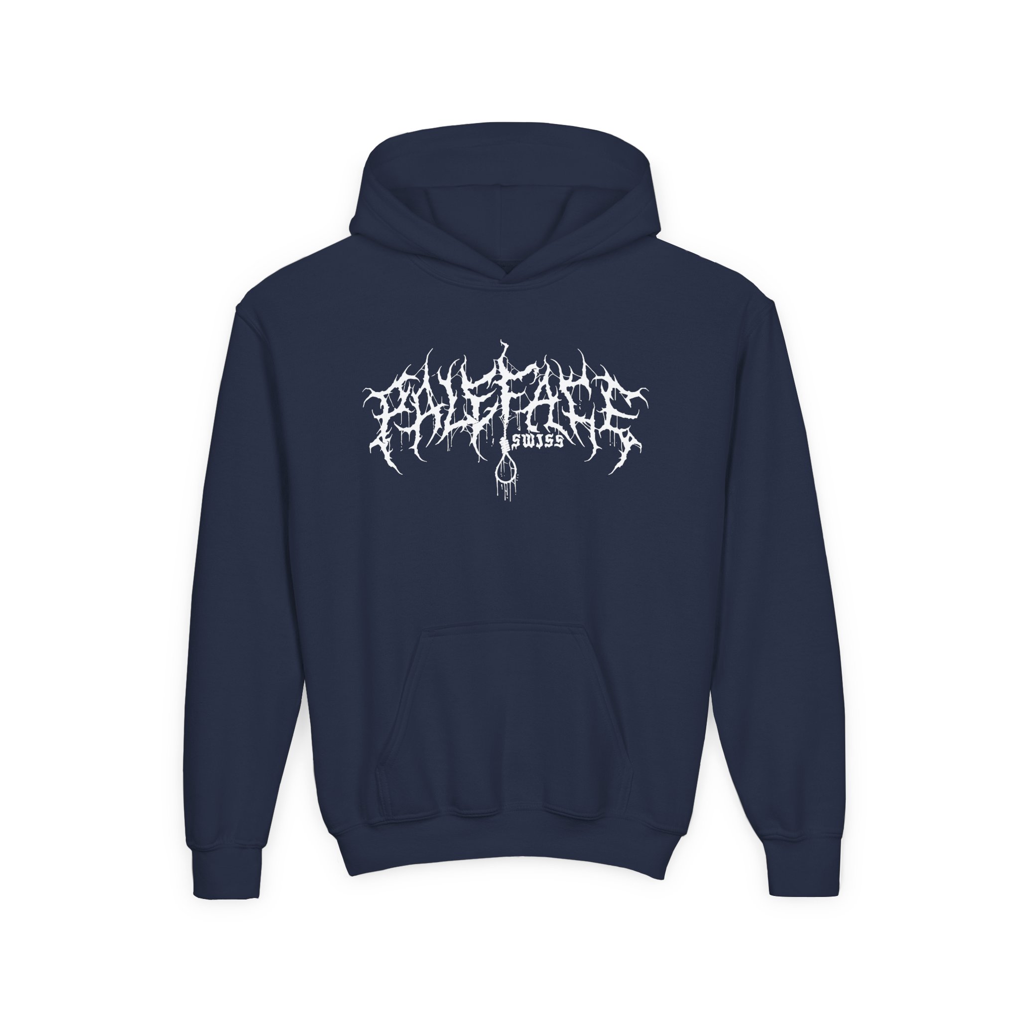 Paleface Swiss Edgy Halloween Youth Heavy Blend Hooded Sweatshirt - Image 9