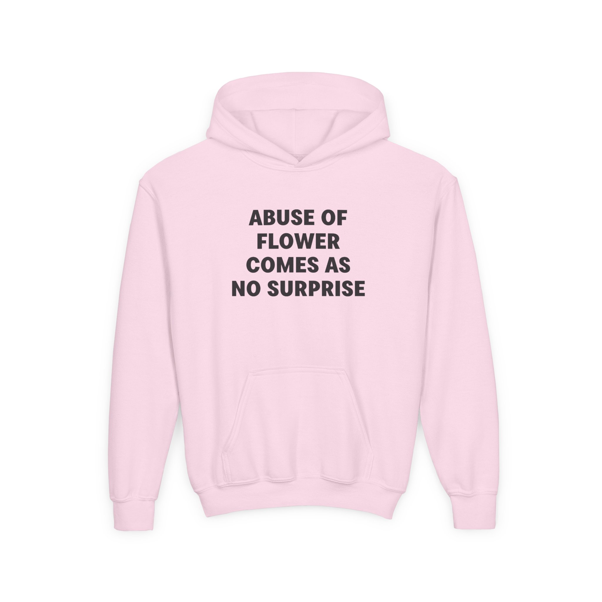 Jenny Holzer Abuse of Flower Comes as No Surprise Youth Heavy Blend Hooded Sweatshirt - Image 7