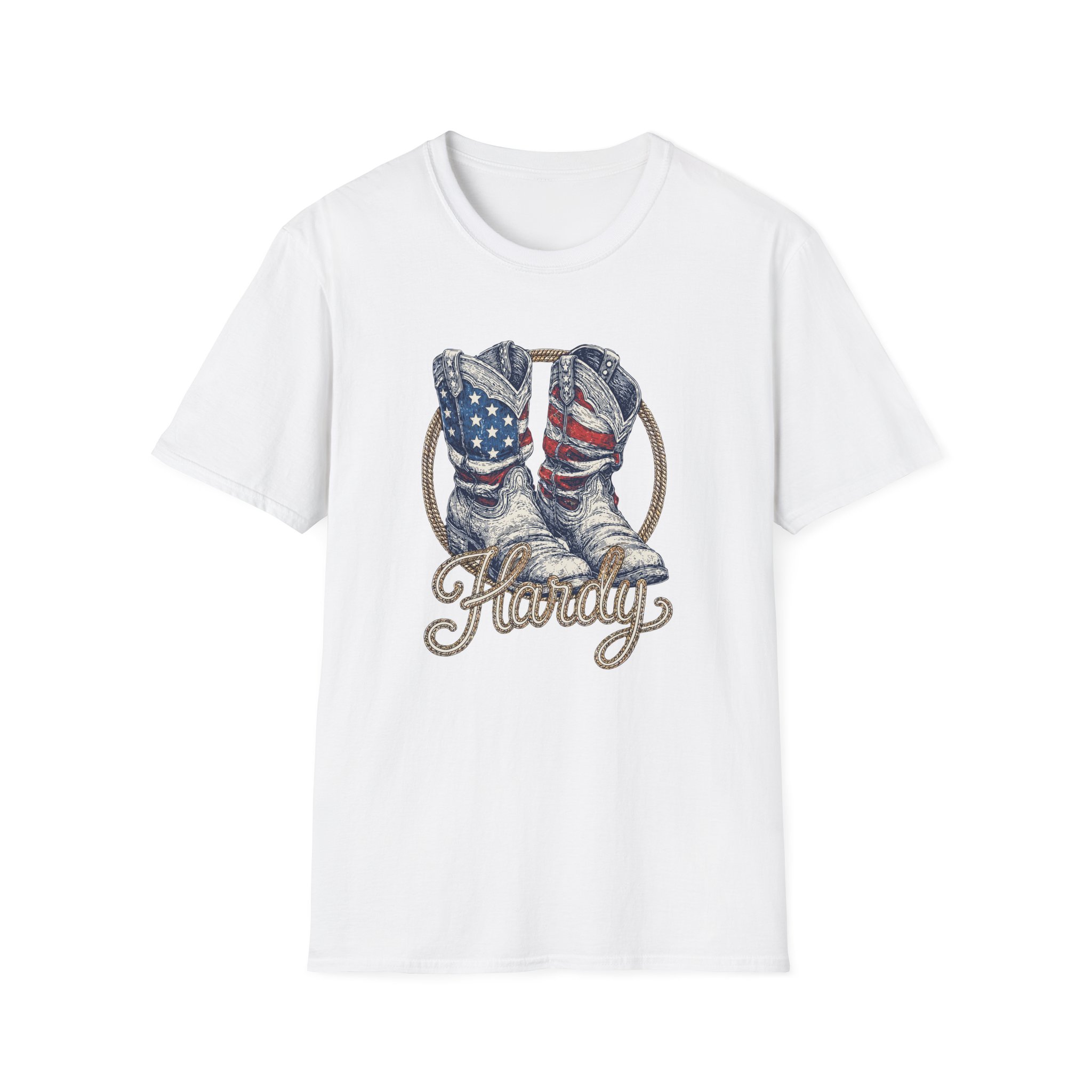 Hd Boots Americana Ringer Unisex Softstyle T-Shirt - Image 3
