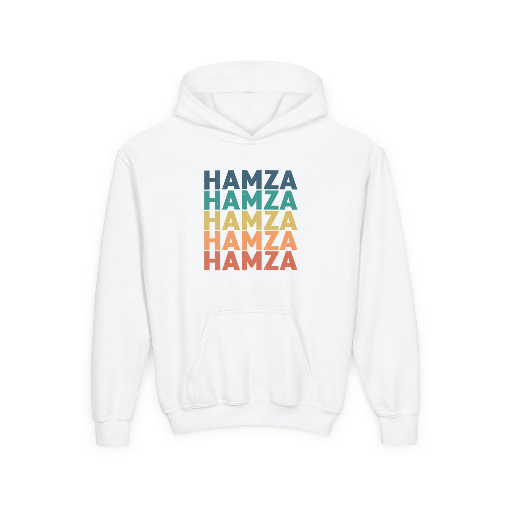 Hamza Name Youth Hamza Colorful Name Hoodie - Image 3