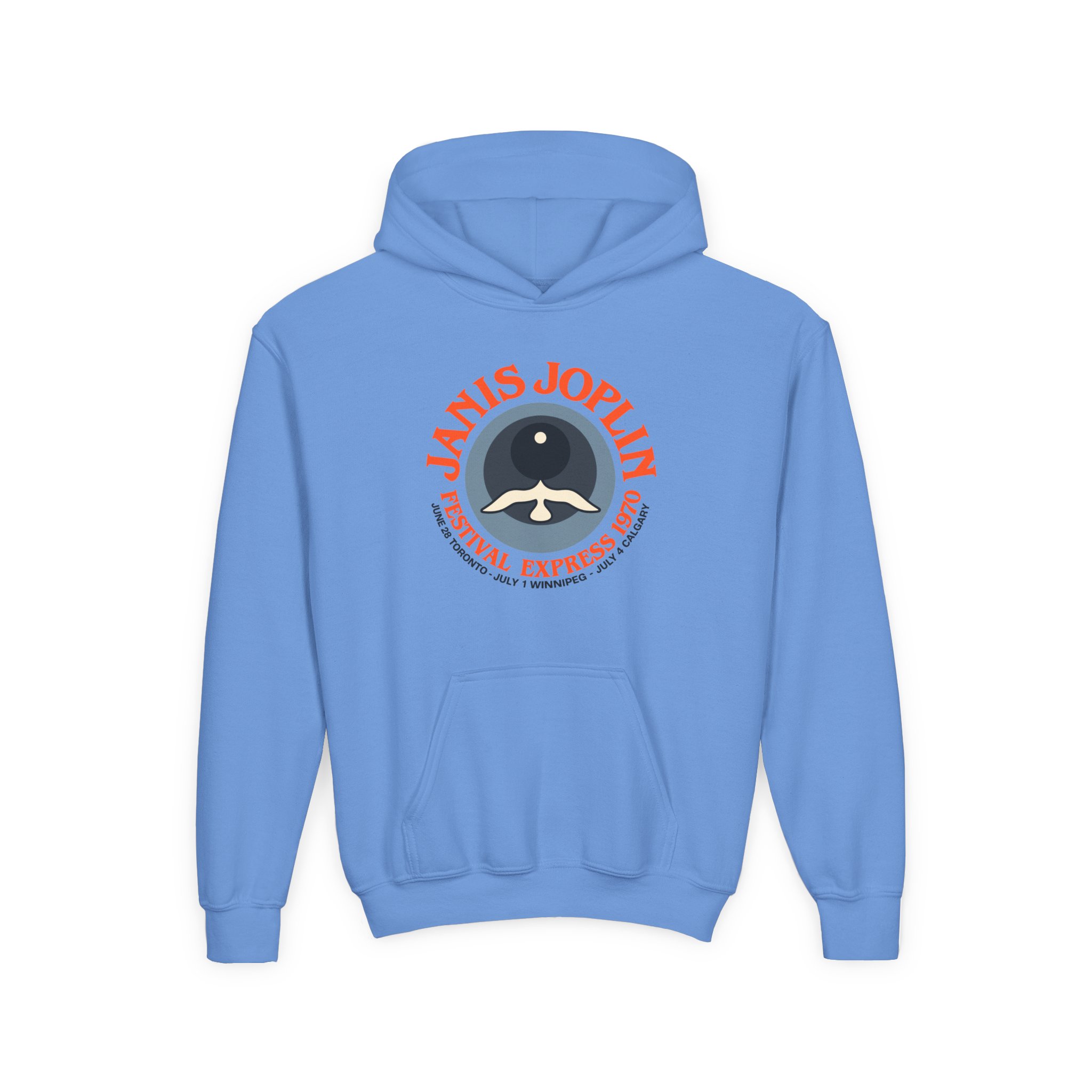 Janis Joplin Festival Express 1970 Youth Heavy Blend Hooded Sweatshirt - Image 5