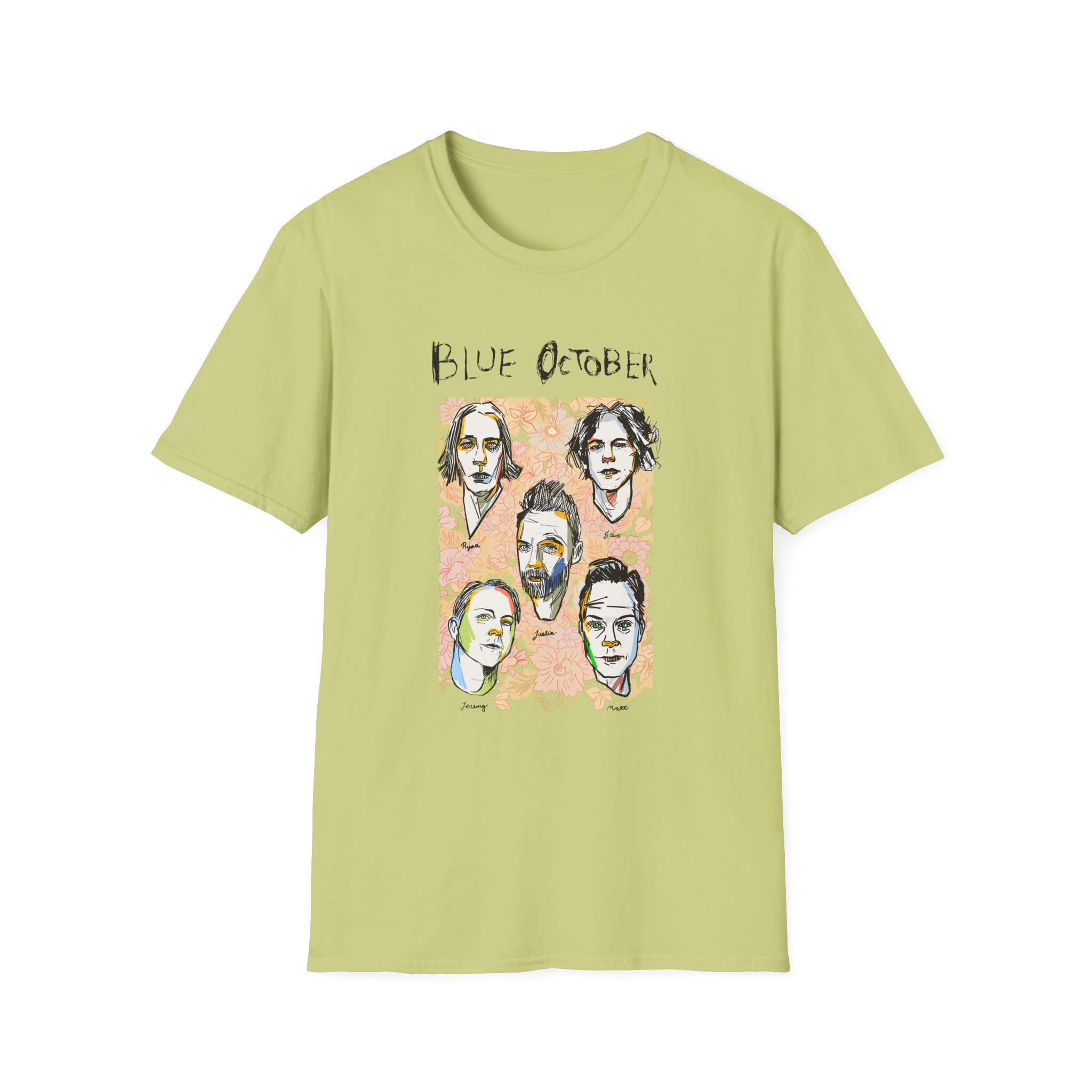 Blue October Caricature Unisex Softstyle T-Shirt - Image 7