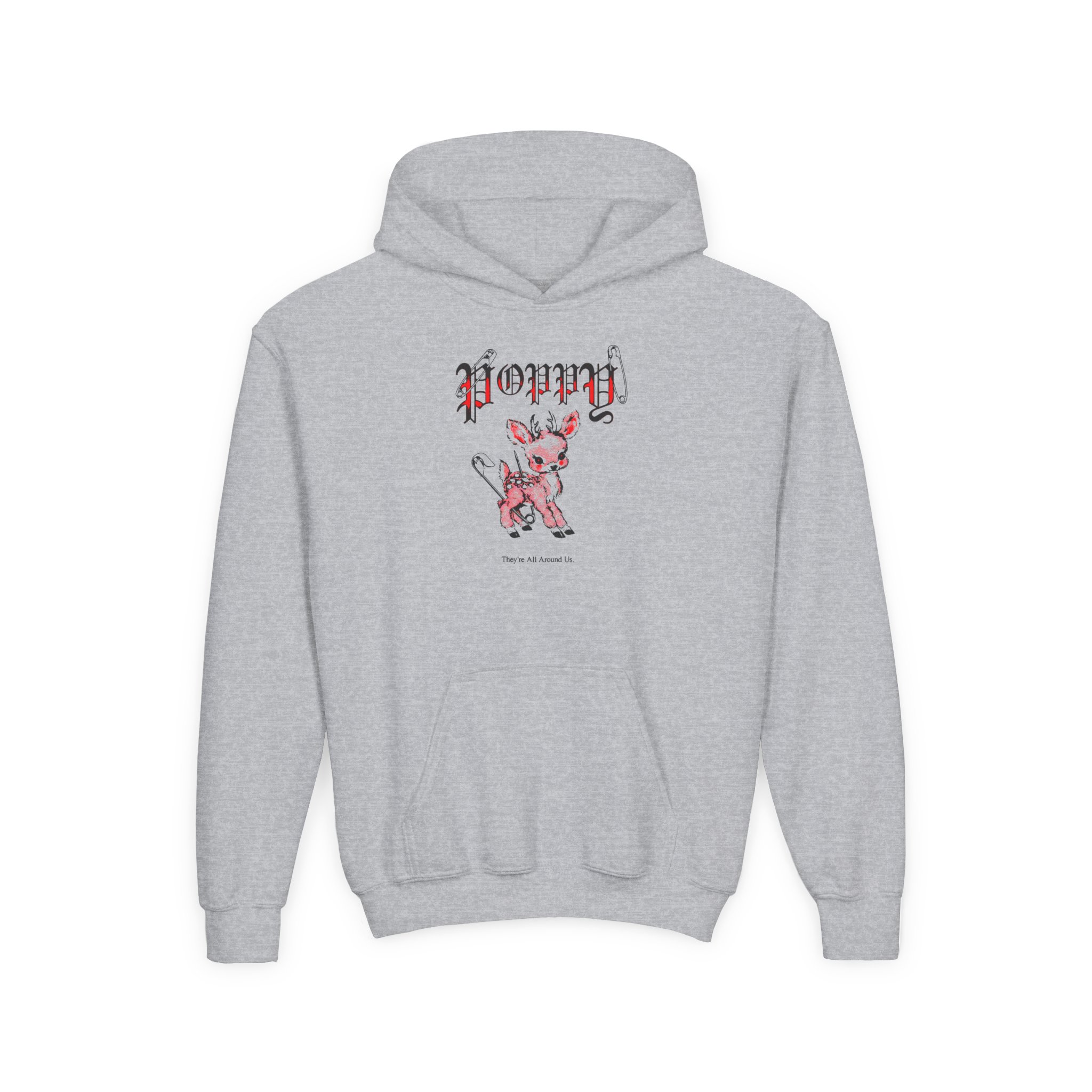 Poppy Deer Youth Heavy Blend Hooded Sweatshirt - Image 3