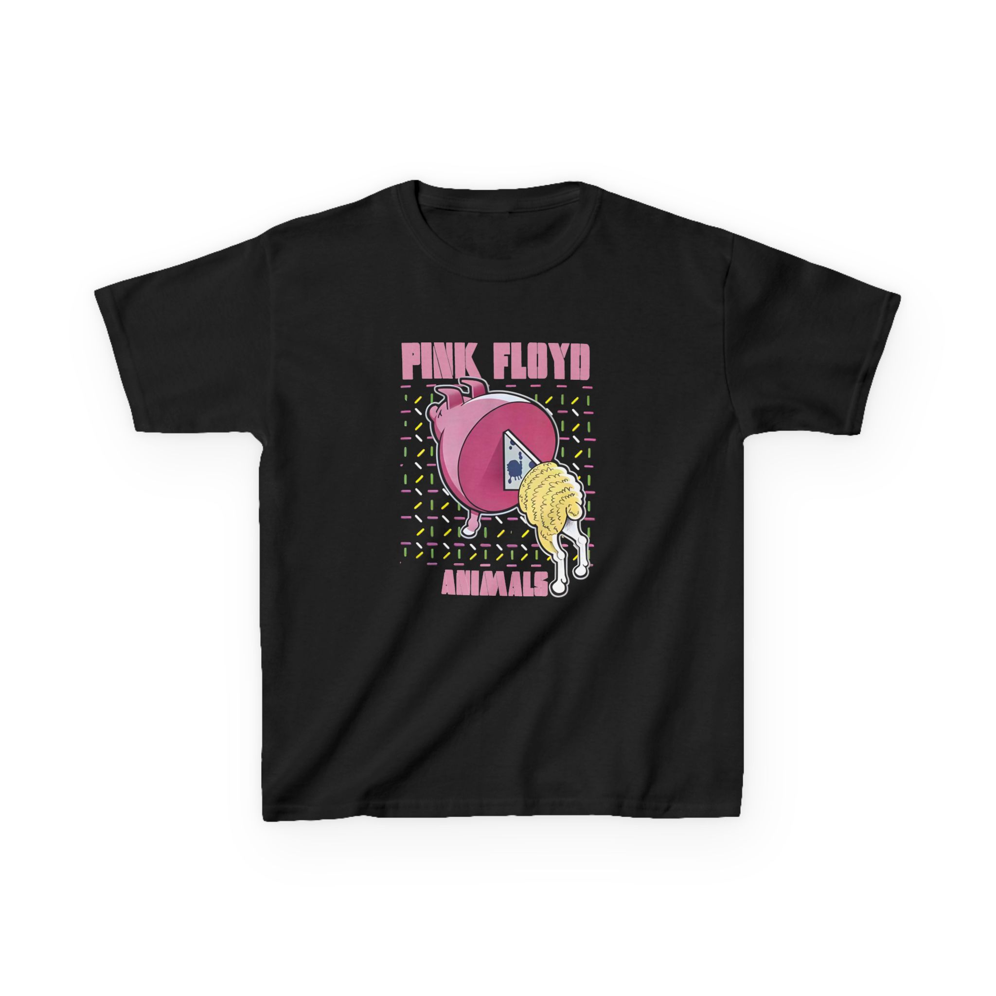 Pink Floyd Animals Oink Oink Kids Pink Retro Cartoon Graphic Tee