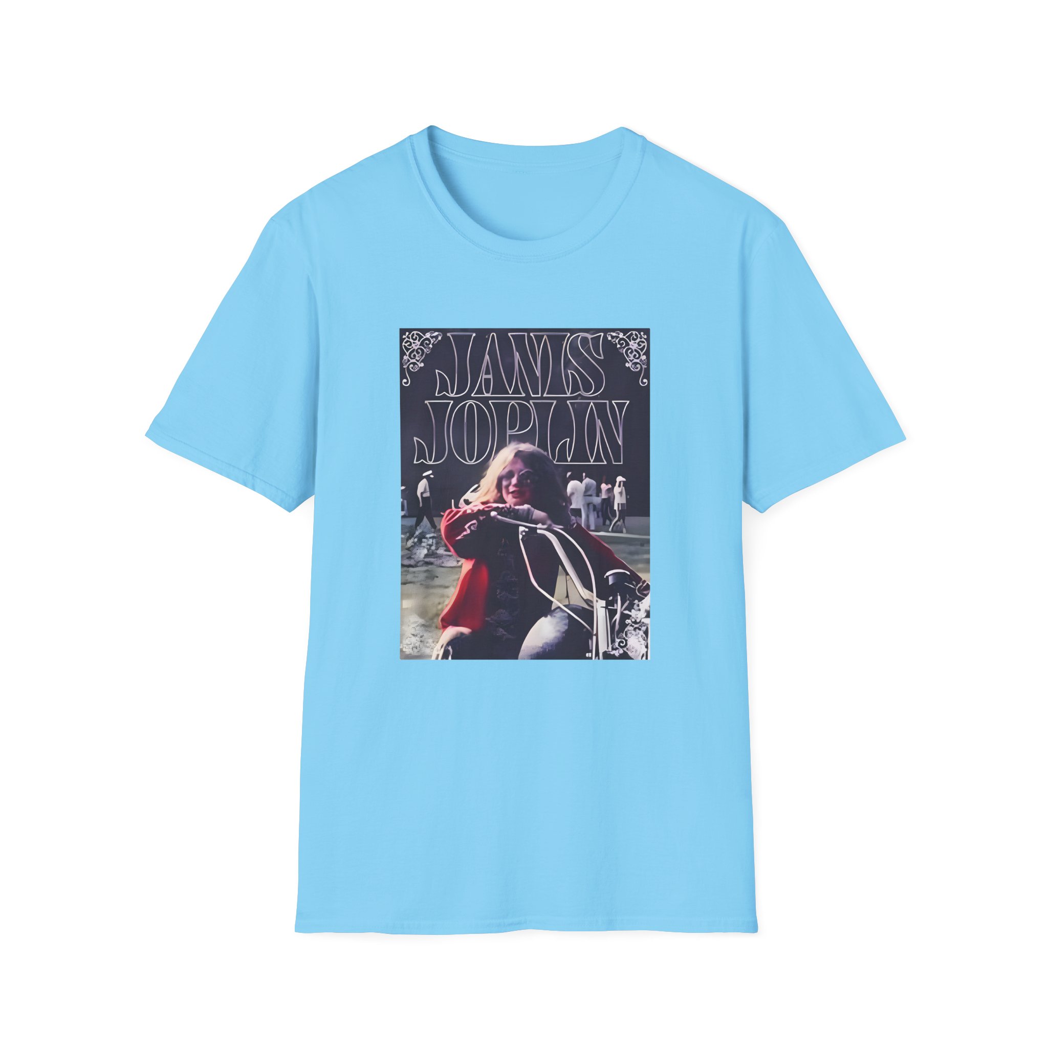 Janis Joplin Greatest Hits Motorcycle Cover Unisex Softstyle T-Shirt - Image 17