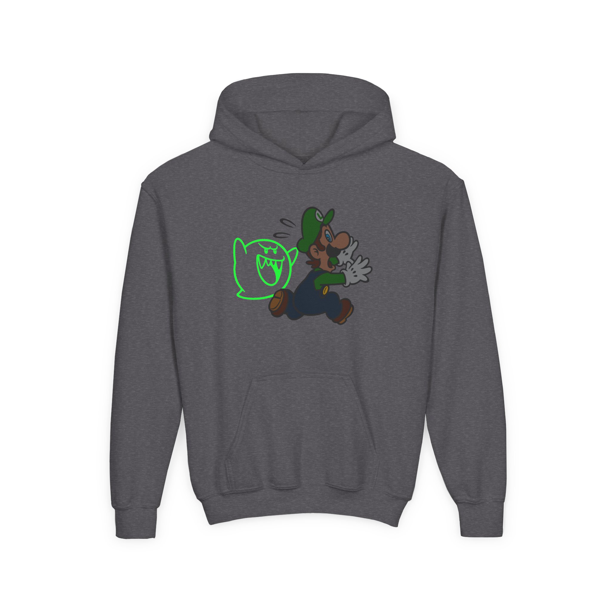 NTD Luigi™ and Boo Youth Heavy Blend Hooded Sweatshirt