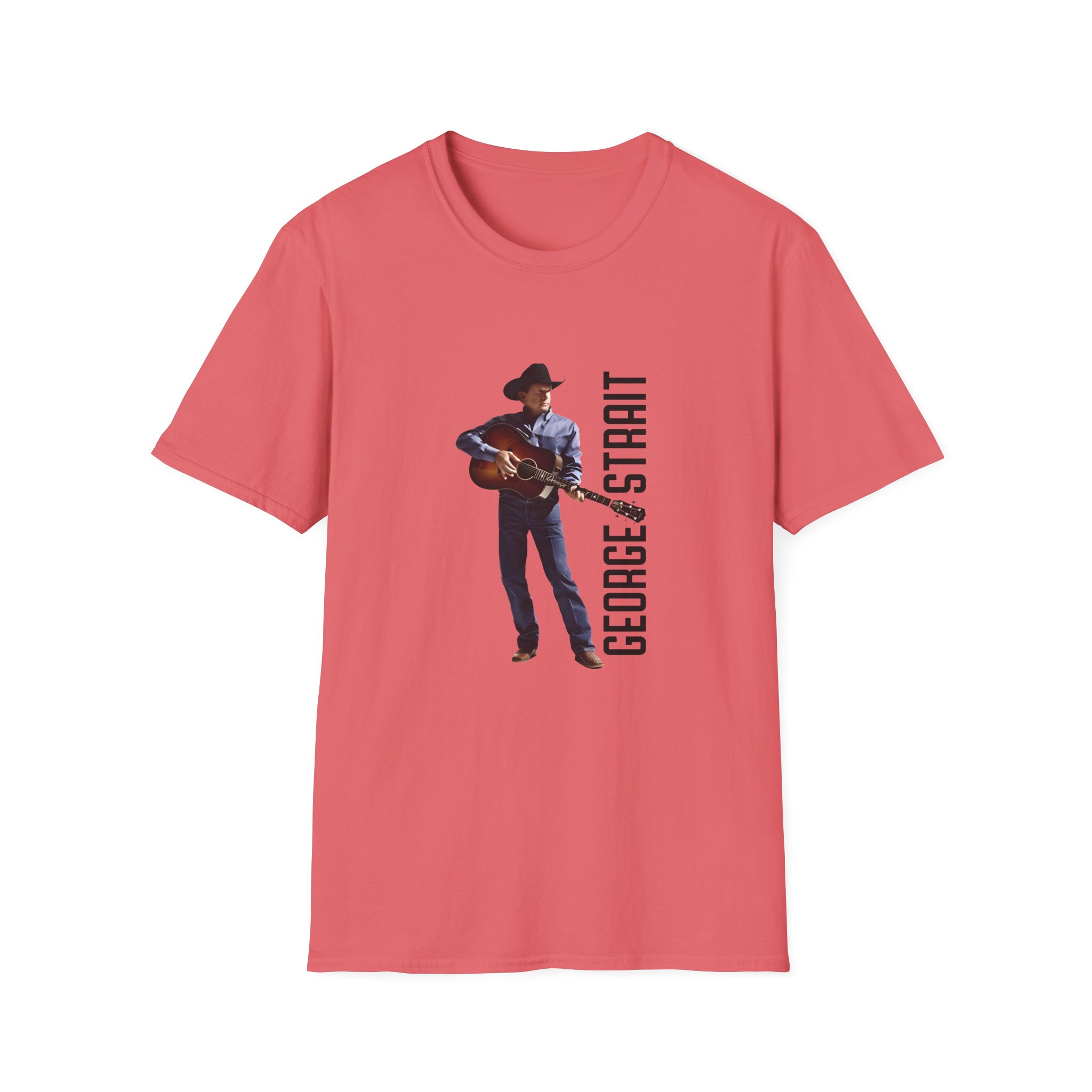 George Strait Heather Denim Silhouette Unisex Softstyle T-Shirt - Image 3