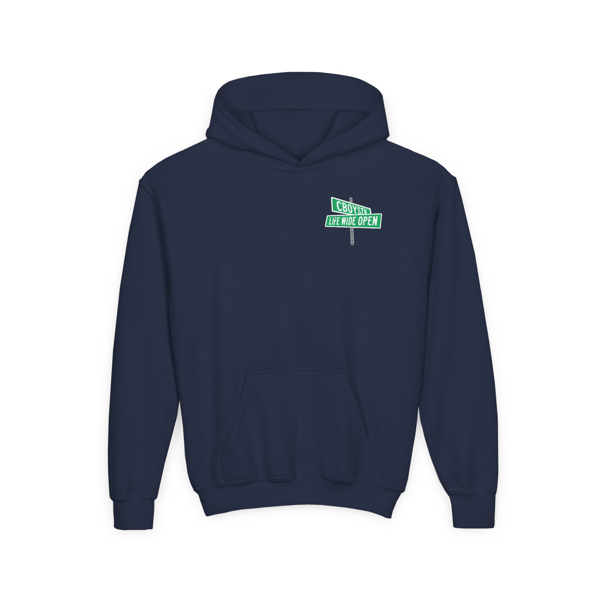 Cboystv Street Sign Youth Heavy Blend Hooded Sweatshirt - Image 7