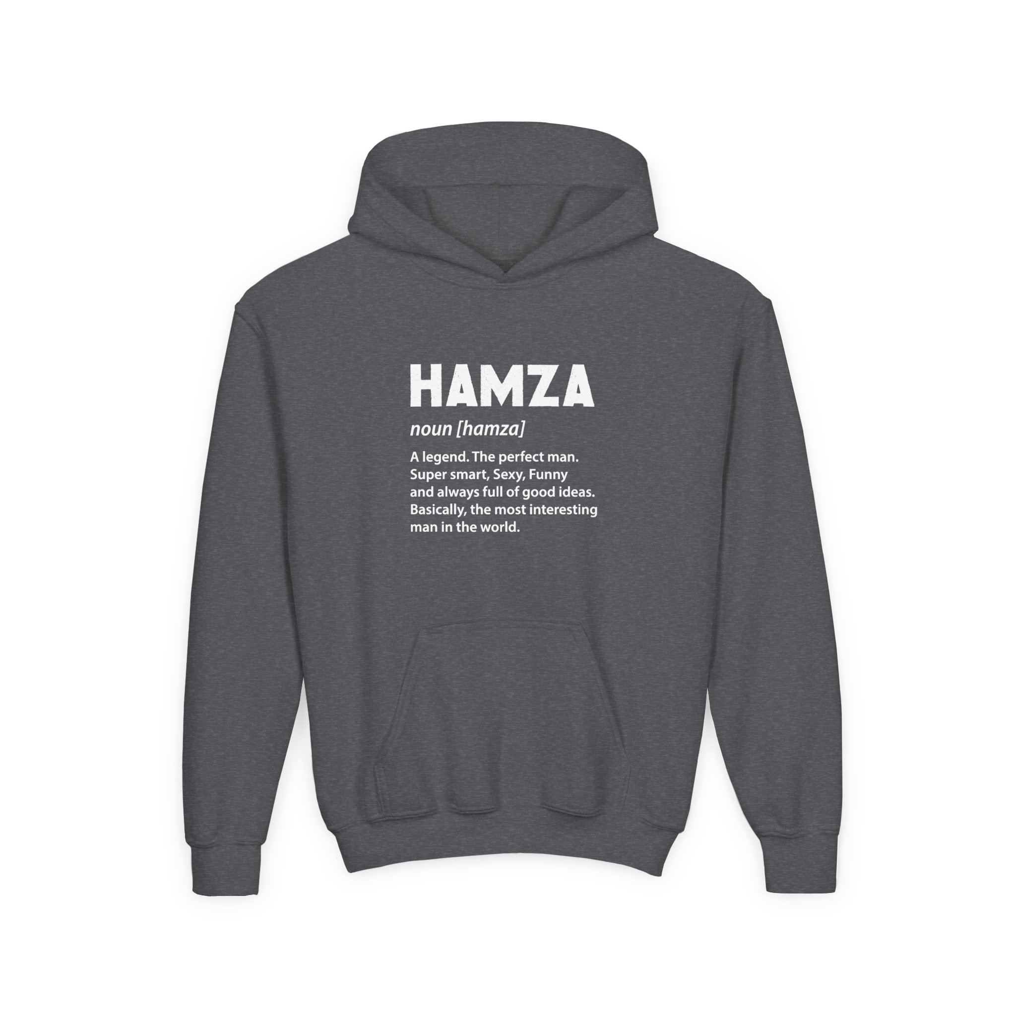 Hamza Name Youth Heavy Blend Hooded Sweatshirt - Image 9