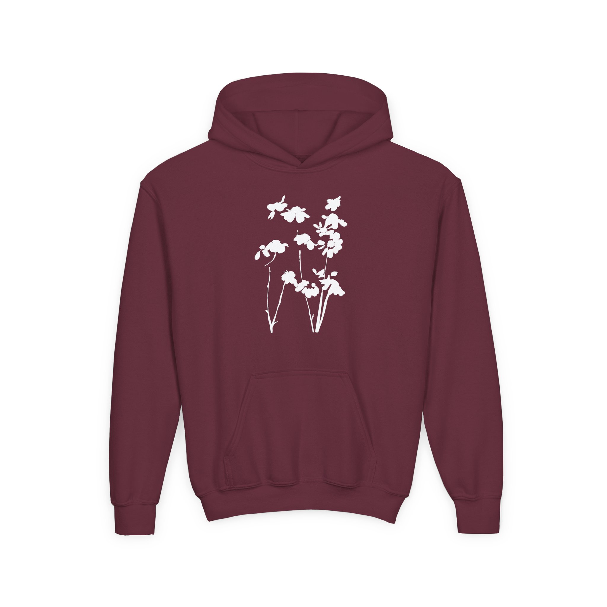 AG petal blurred flowers Youth Heavy Blend Hooded Sweatshirt - Image 3