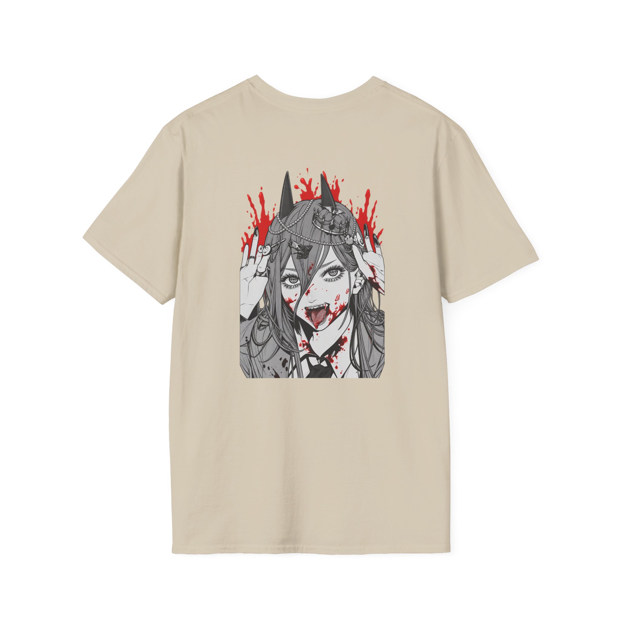 Chainsaw Man Power Grey Melange Unisex Softstyle T-Shirt - Image 4