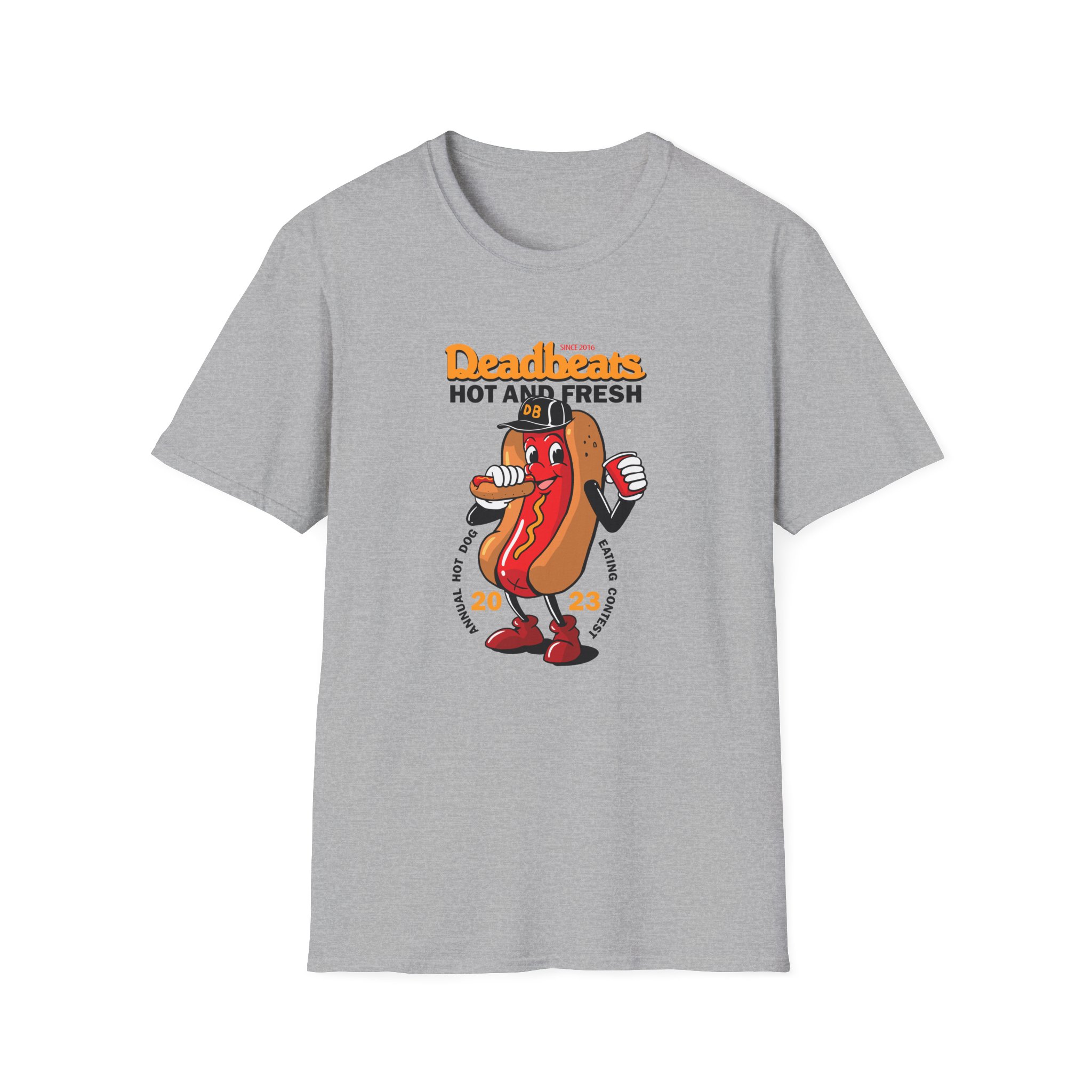 Deadbeats Jamboree Hot Dog Unisex Softstyle T-Shirt - Image 3