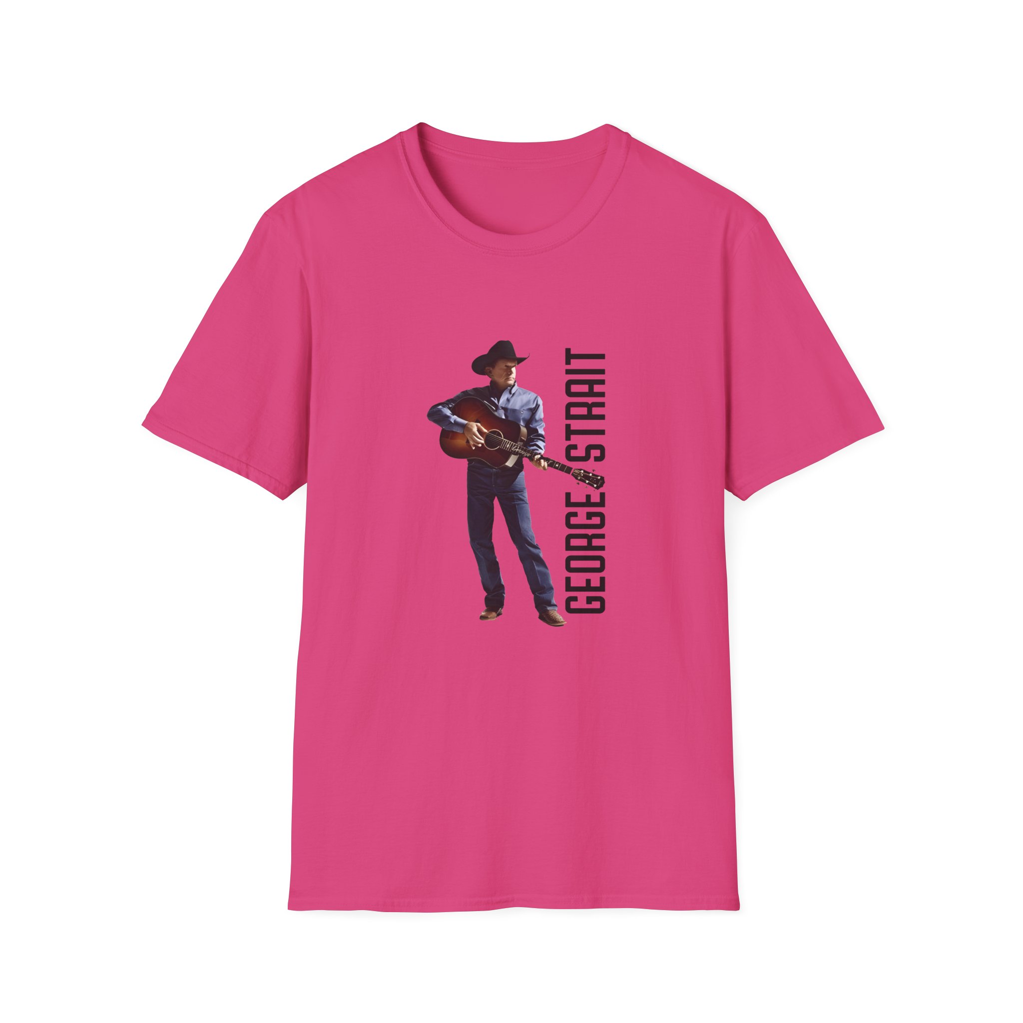 George Strait Heather Denim Silhouette Unisex Softstyle T-Shirt - Image 27