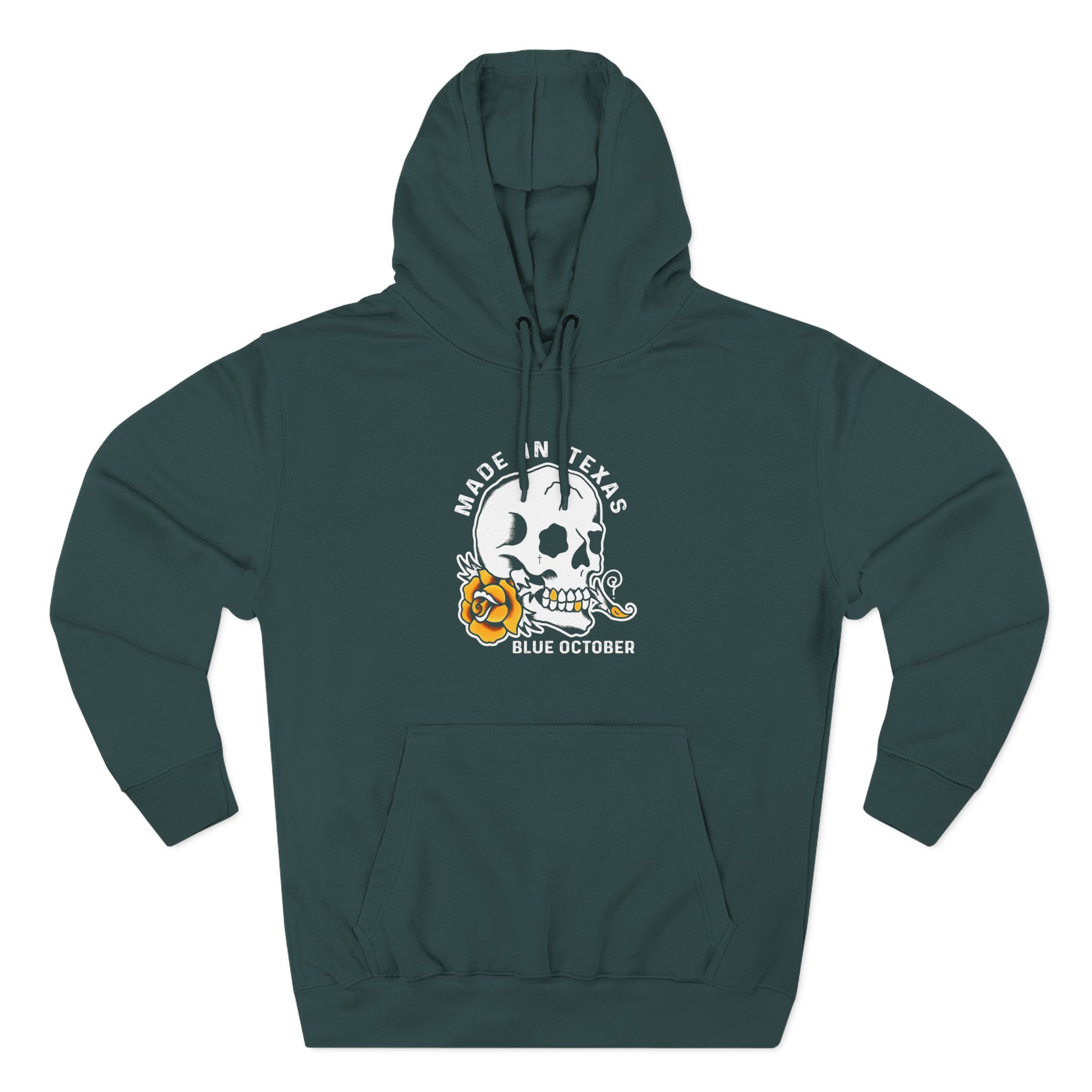 Blue October Skull Rose Three-Panel Fleece Hoodie - Image 5