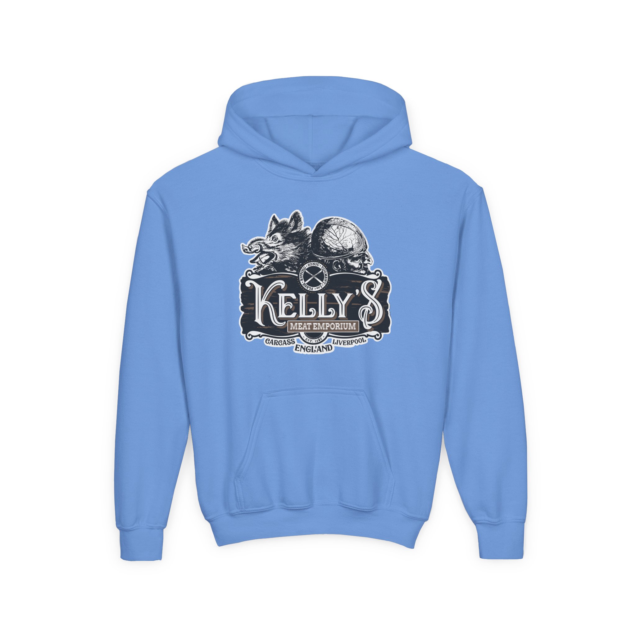 Youth Carcass Kelly's Meat Emporium Heavy Blend Hooded Sweatshirt - Image 11