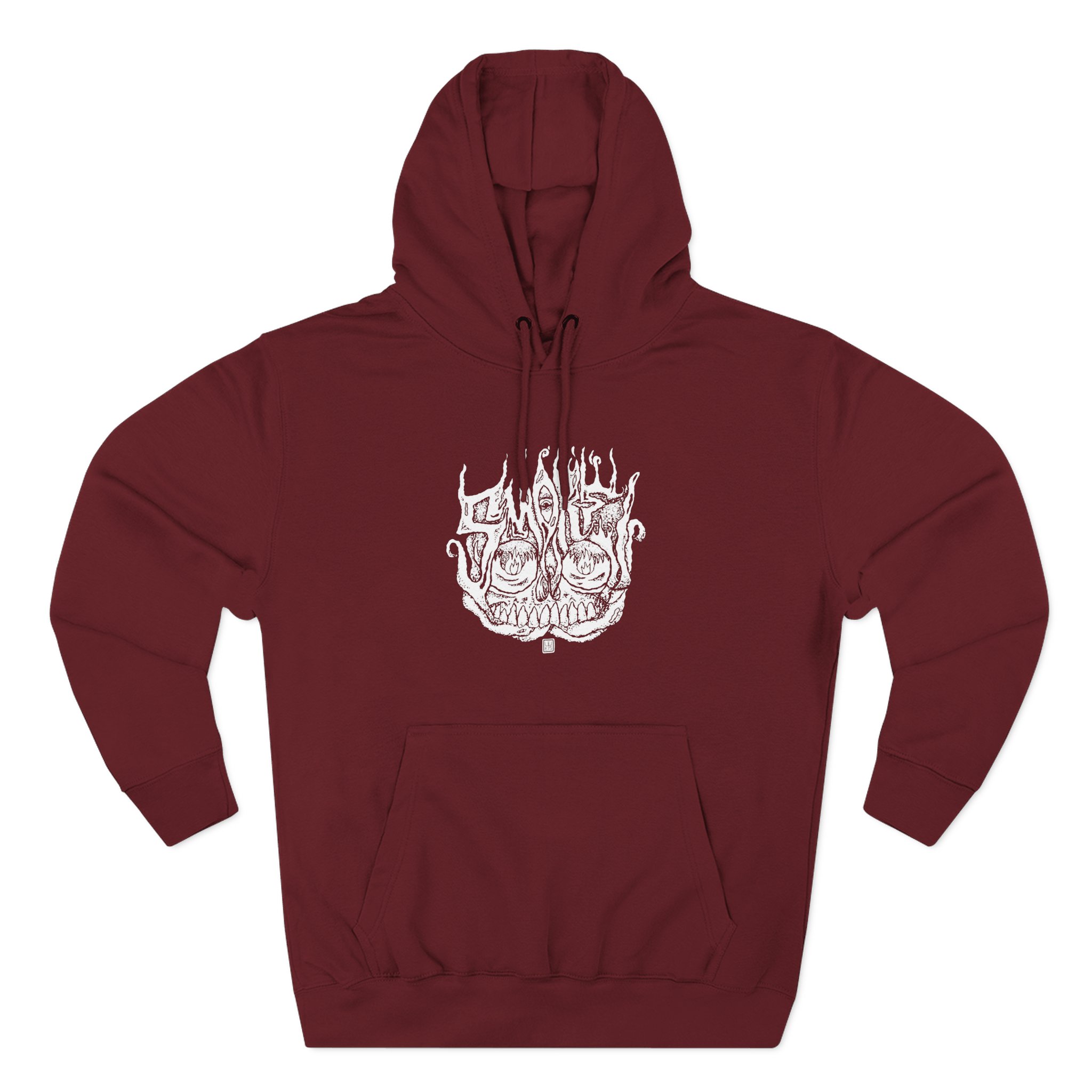 Smoke Smoking Skull Three-Panel Fleece Hoodie - Image 15