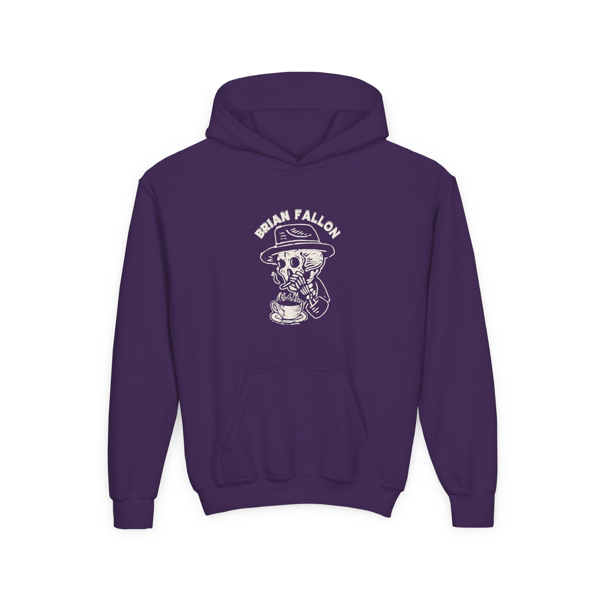 Brian Fallon Smoking Skeleton Youth Heavy Blend Hooded Sweatshirt - Image 13