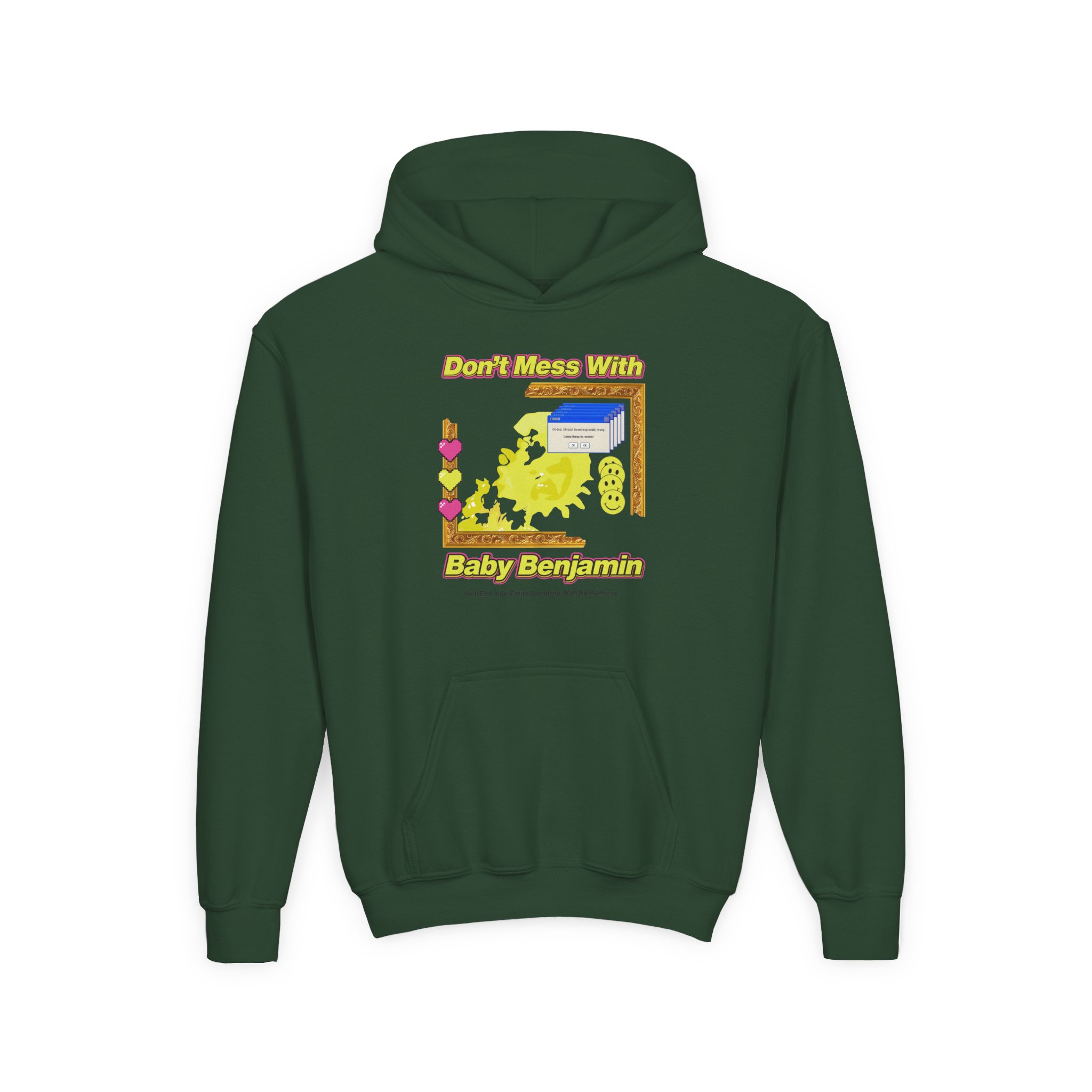 Garrett Watts Don't Mess With Baby Benjamin Youth Heavy Blend Hooded Sweatshirt - Image 9