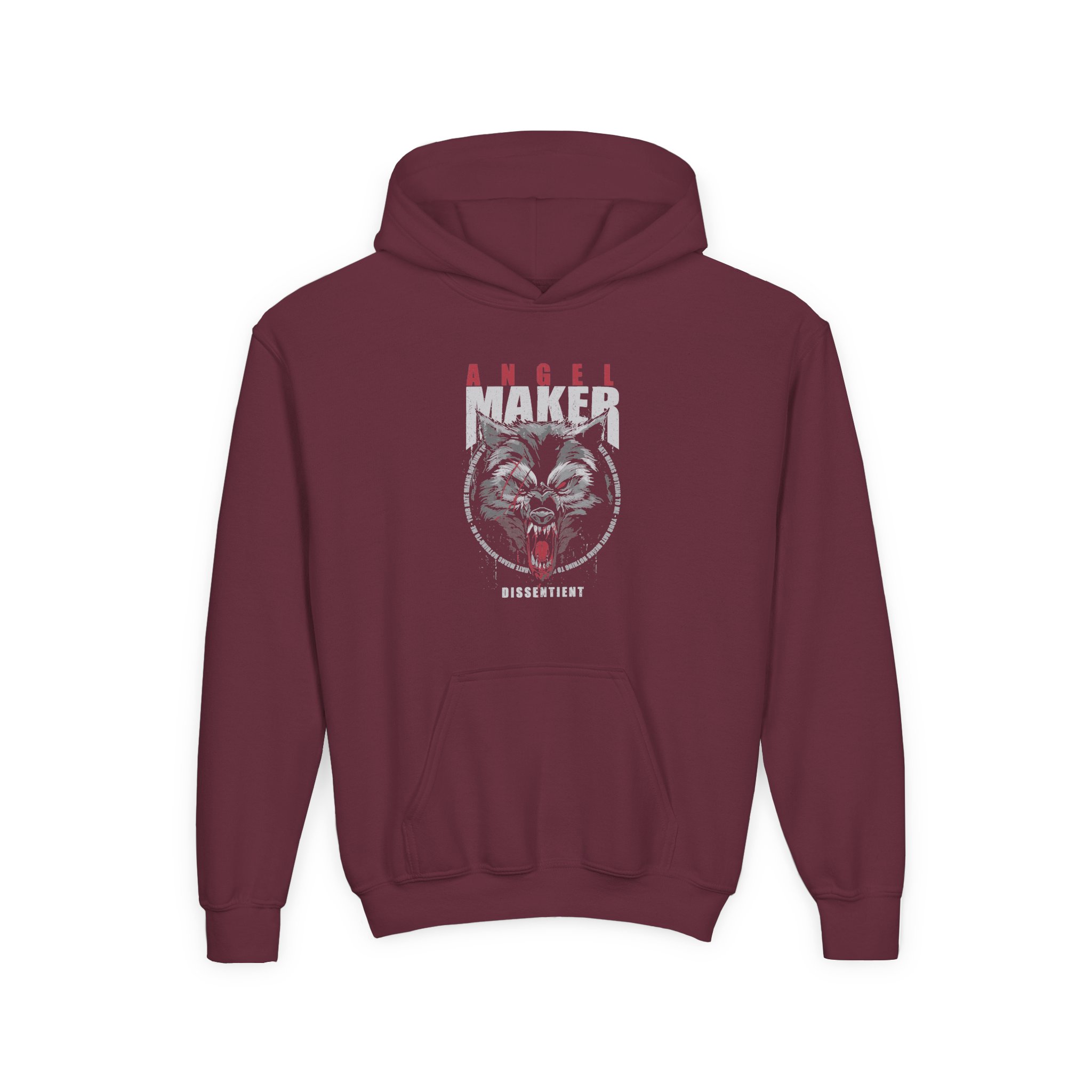 Angelmaker Battle Wolf Youth Heavy Blend Hooded Sweatshirt - Image 3