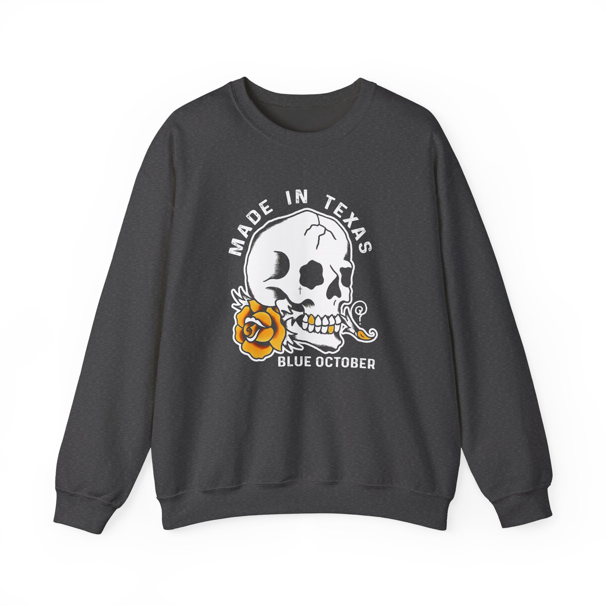 Blue October Skull Rose Unisex Heavy Blend™ Crewneck Sweatshirt - Image 9