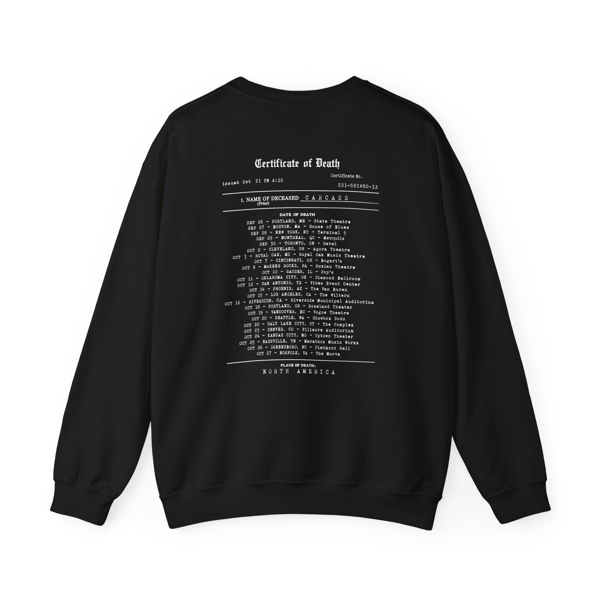 Carcass Certificate of Death Unisex Heavy Blend™ Crewneck Sweatshirt - Image 2