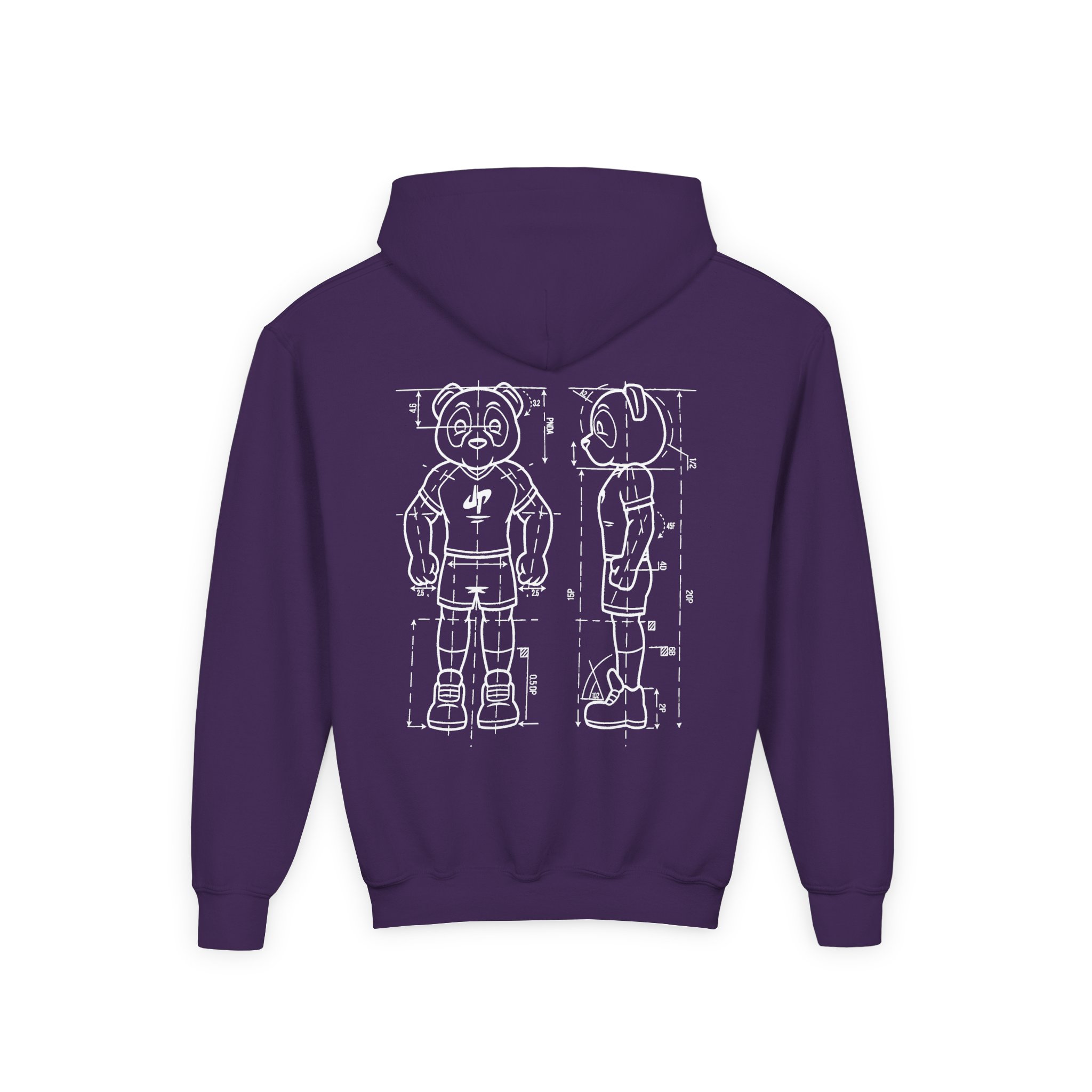 Dude Perfect Blueprint Panda Youth Heavy Blend Hooded Sweatshirt - Image 16