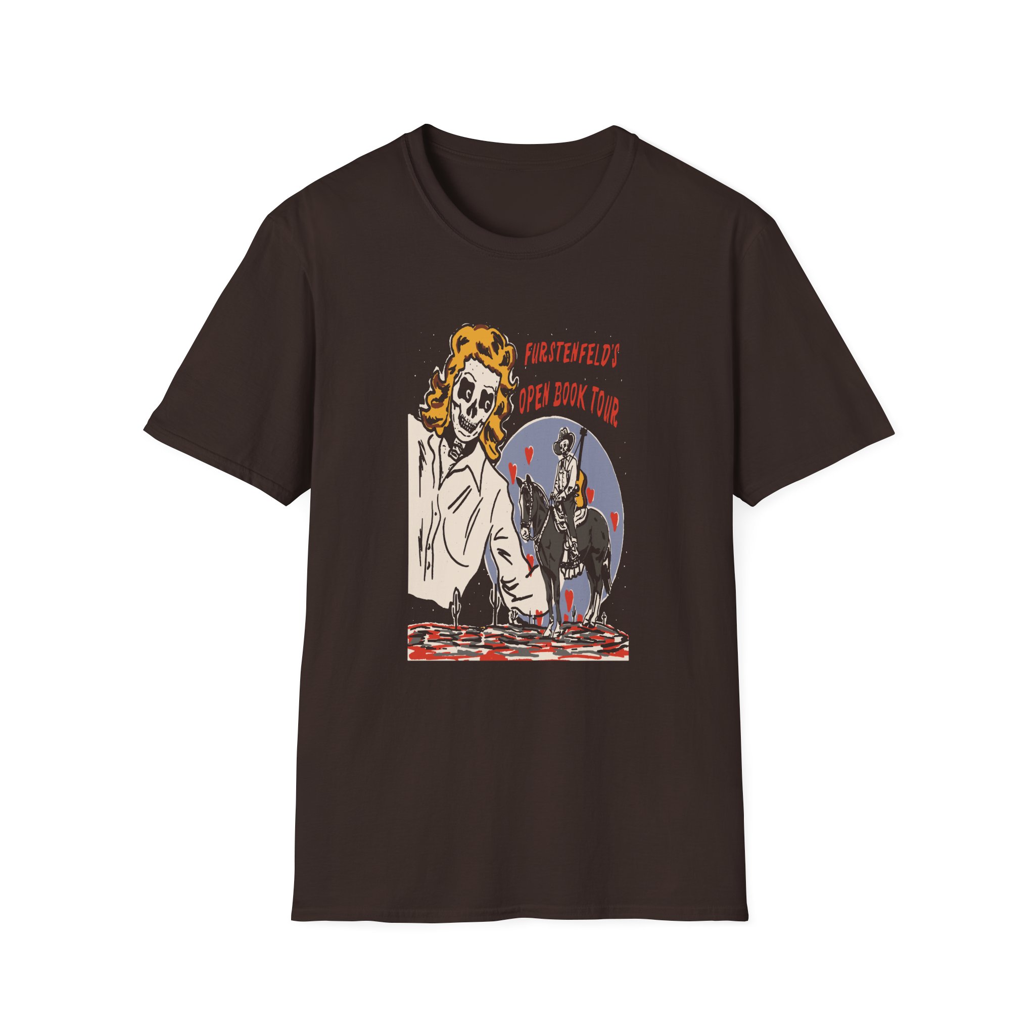 Blue October Open Book Skeleton Cowboy Unisex Softstyle T-Shirt - Image 3