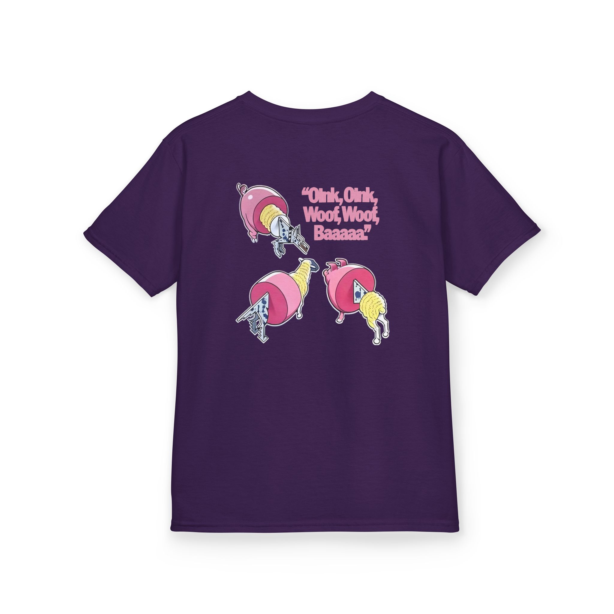 Pink Floyd Animals Oink Oink Kids Pink Retro Cartoon Graphic Tee - Image 16