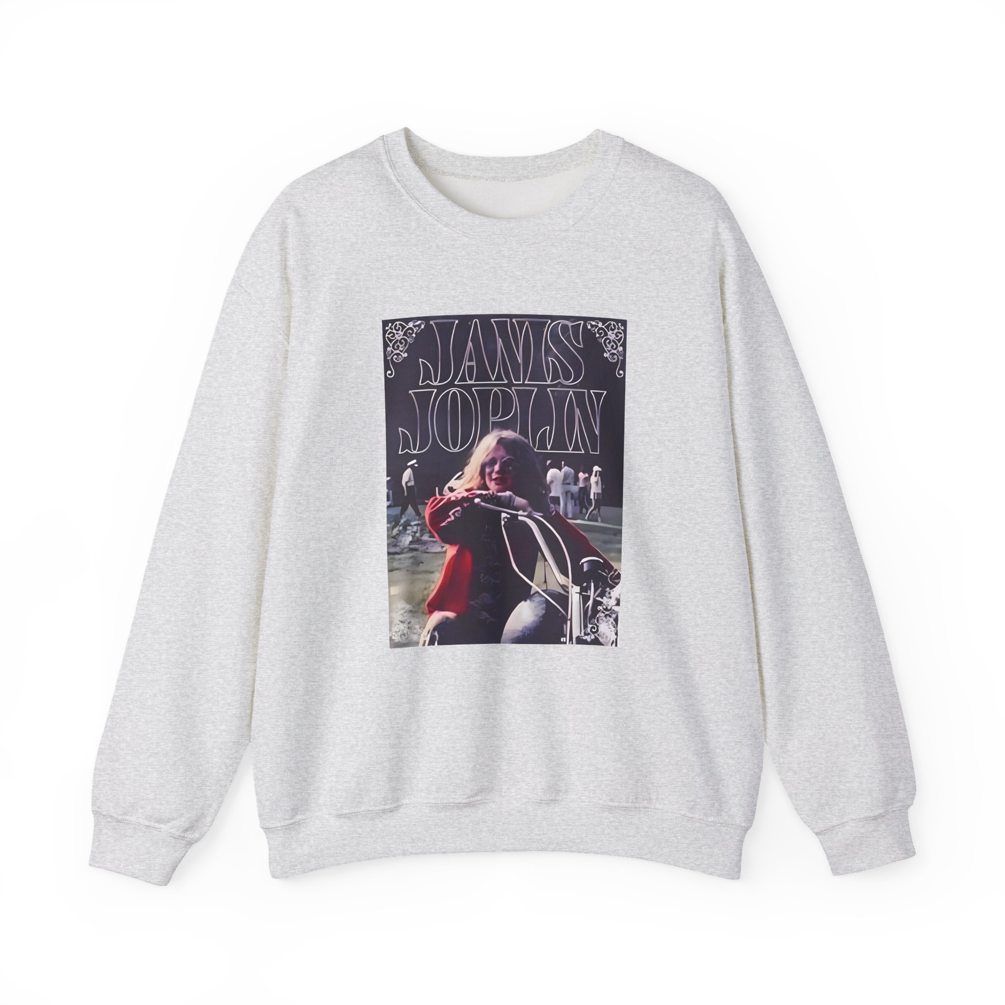 Janis Joplin Greatest Hits Motorcycle Cover Unisex Heavy Blend™ Crewneck Sweatshirt - Image 5