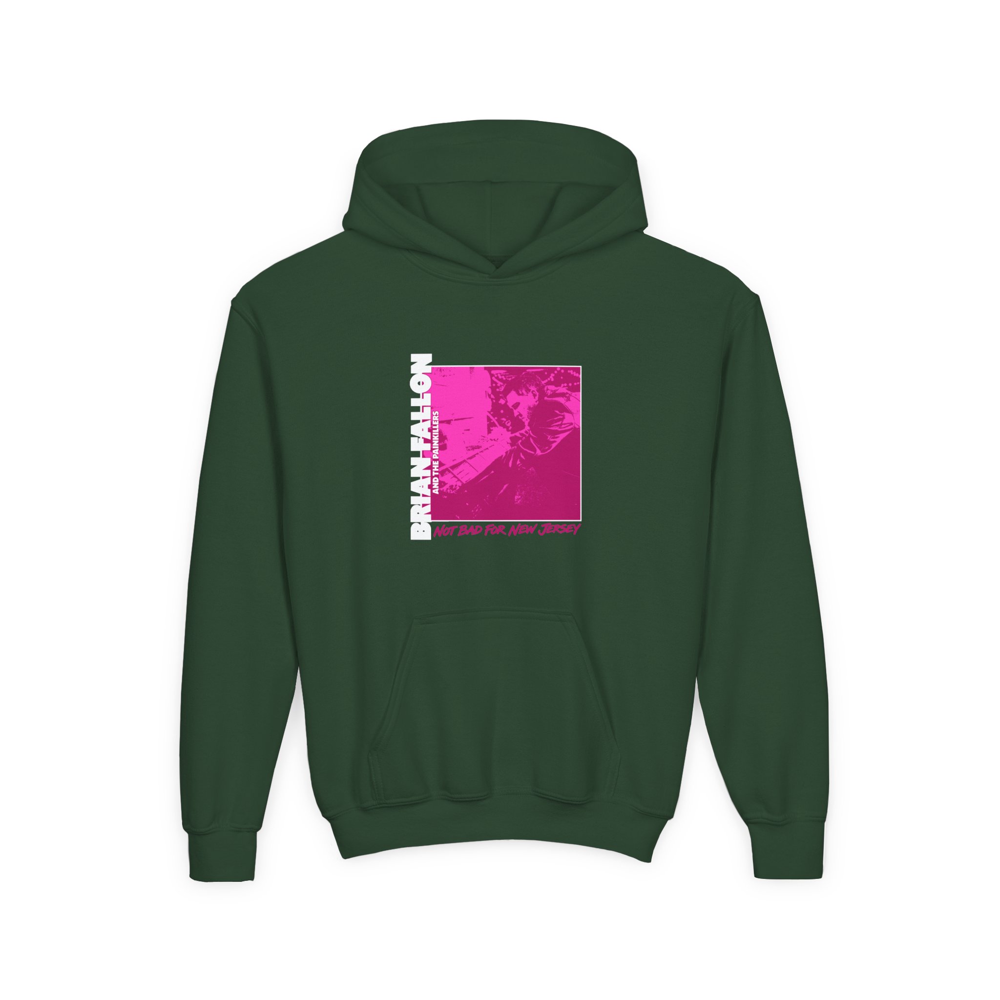Brian Fallon Not Bad Pink Graphic Youth Heavy Blend Hooded Sweatshirt - Image 3