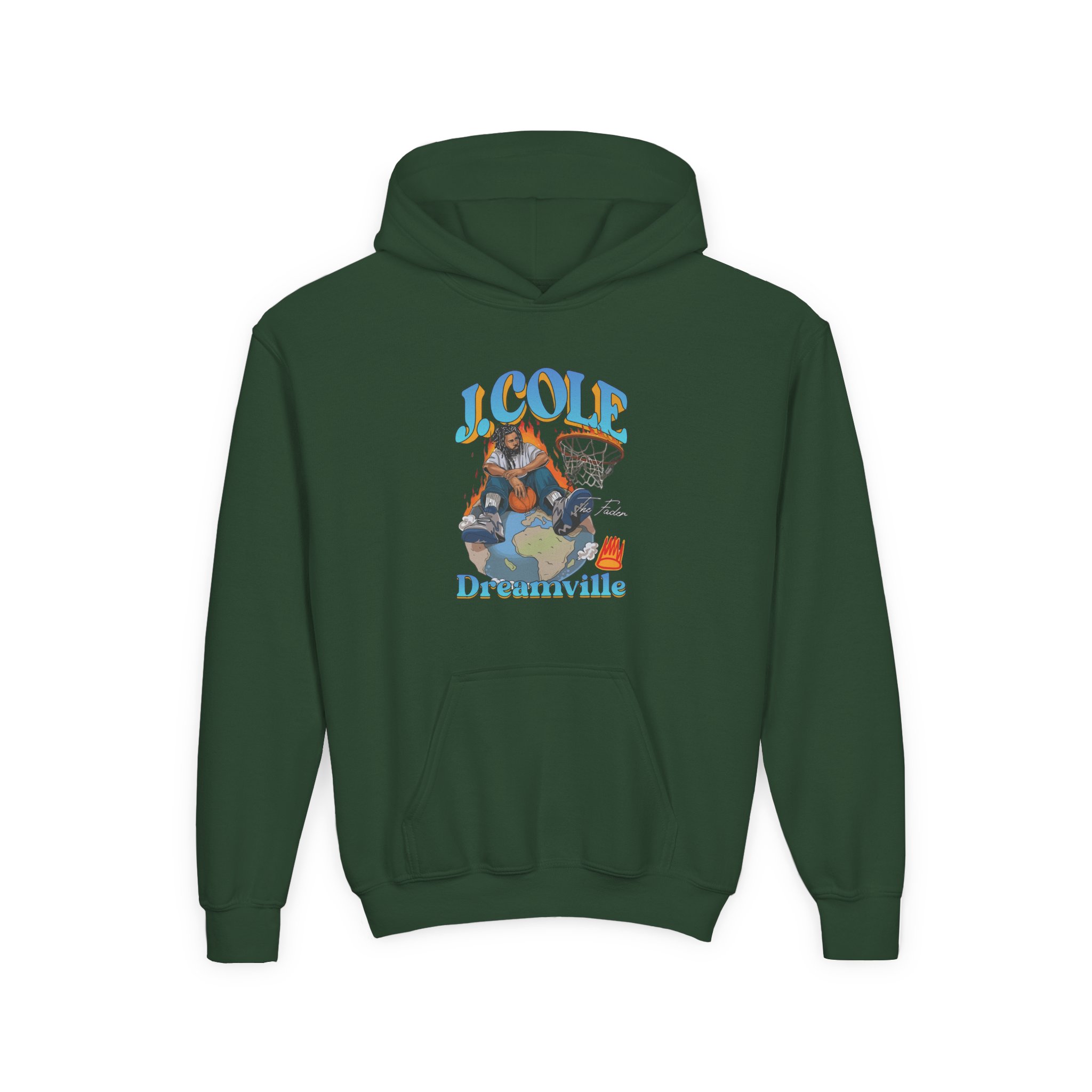 J Cole "Dreamville World" Youth Heavy Blend Hooded Sweatshirt - Image 7