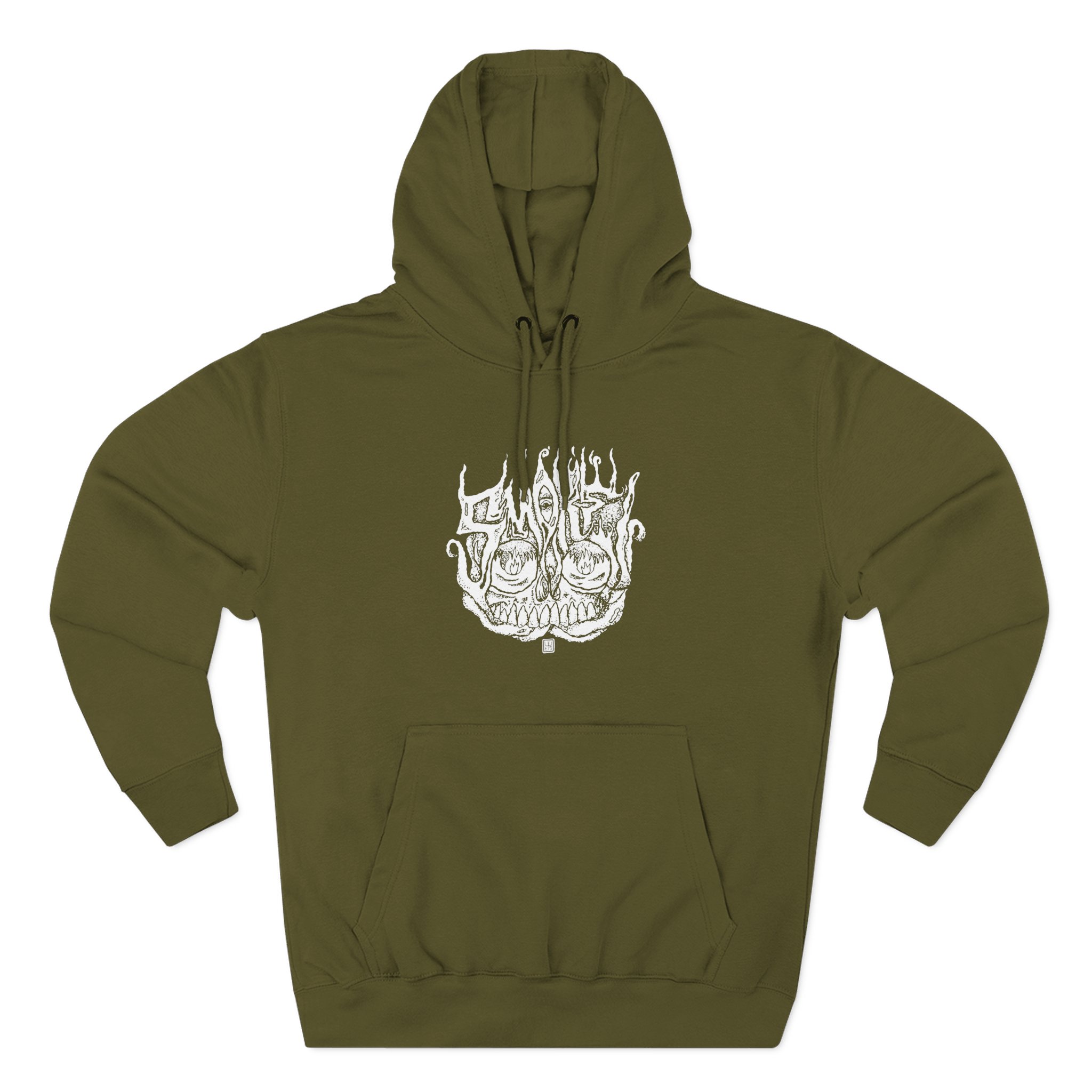Smoke Smoking Skull Three-Panel Fleece Hoodie - Image 5