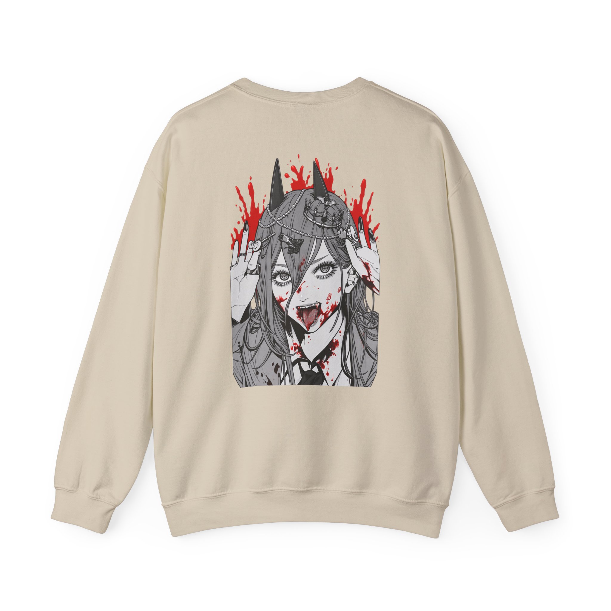 Chainsaw Man Power Grey Melange Unisex Heavy Blend™ Crewneck Sweatshirt - Image 4