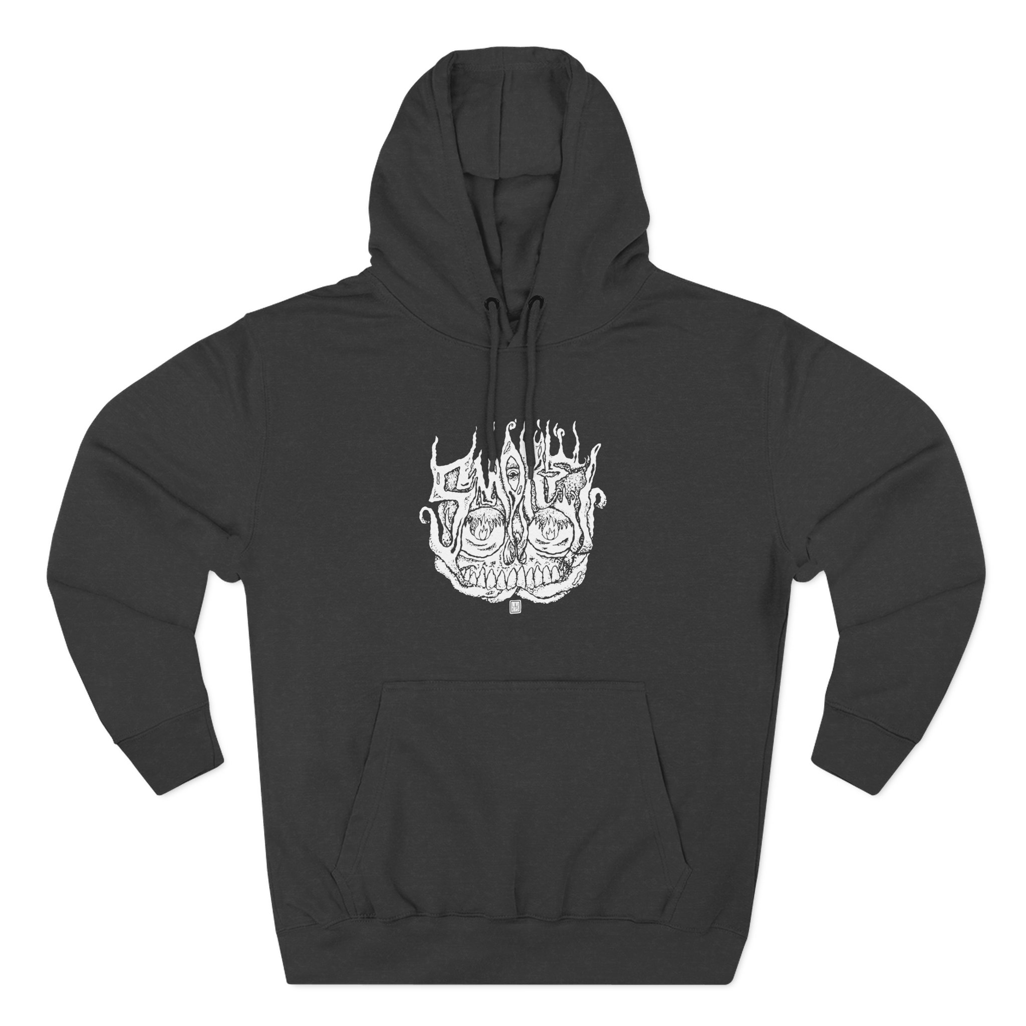 Smoke Smoking Skull Three-Panel Fleece Hoodie - Image 3