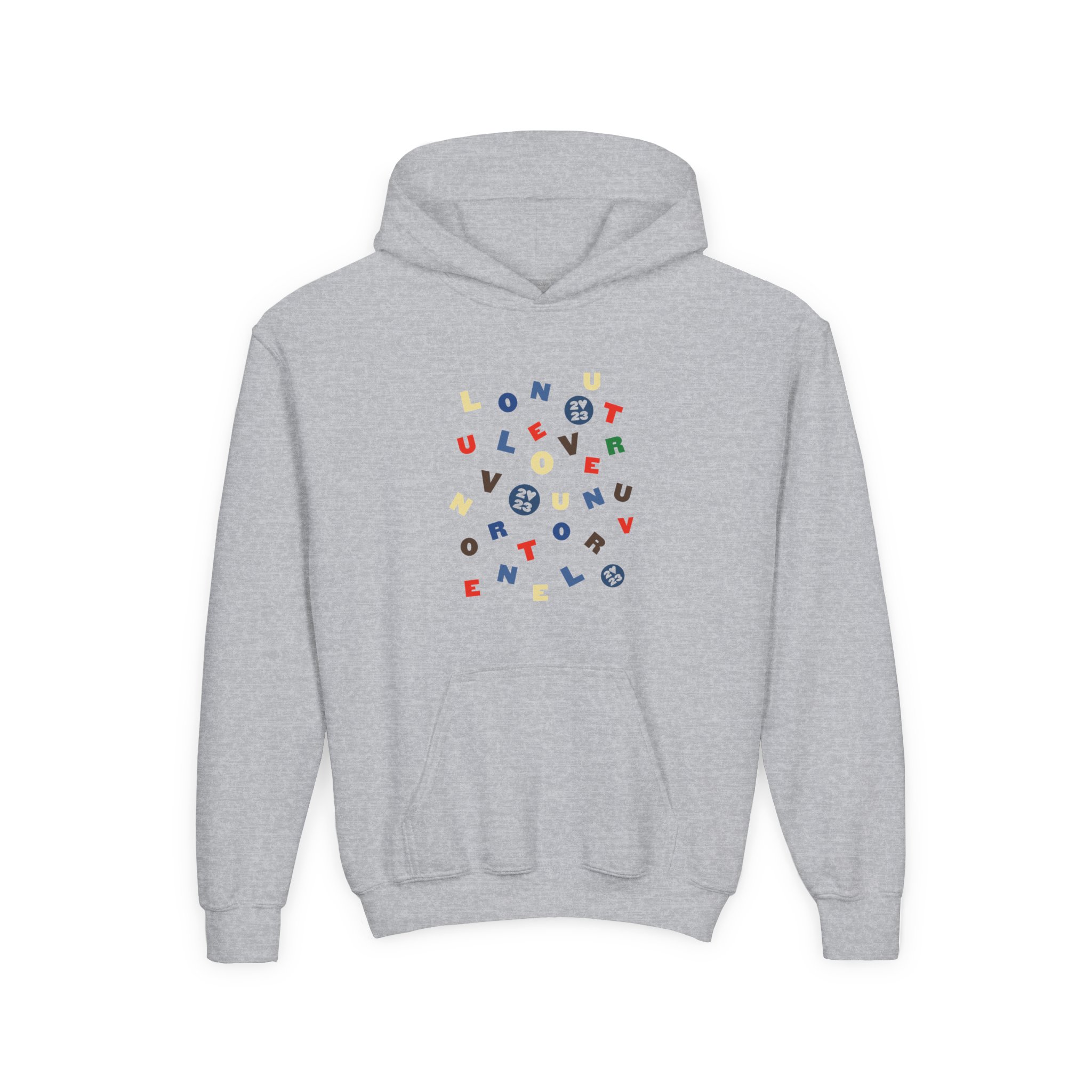 Love on Tour Letras Youth Heavy Blend Hooded Sweatshirt - Image 3