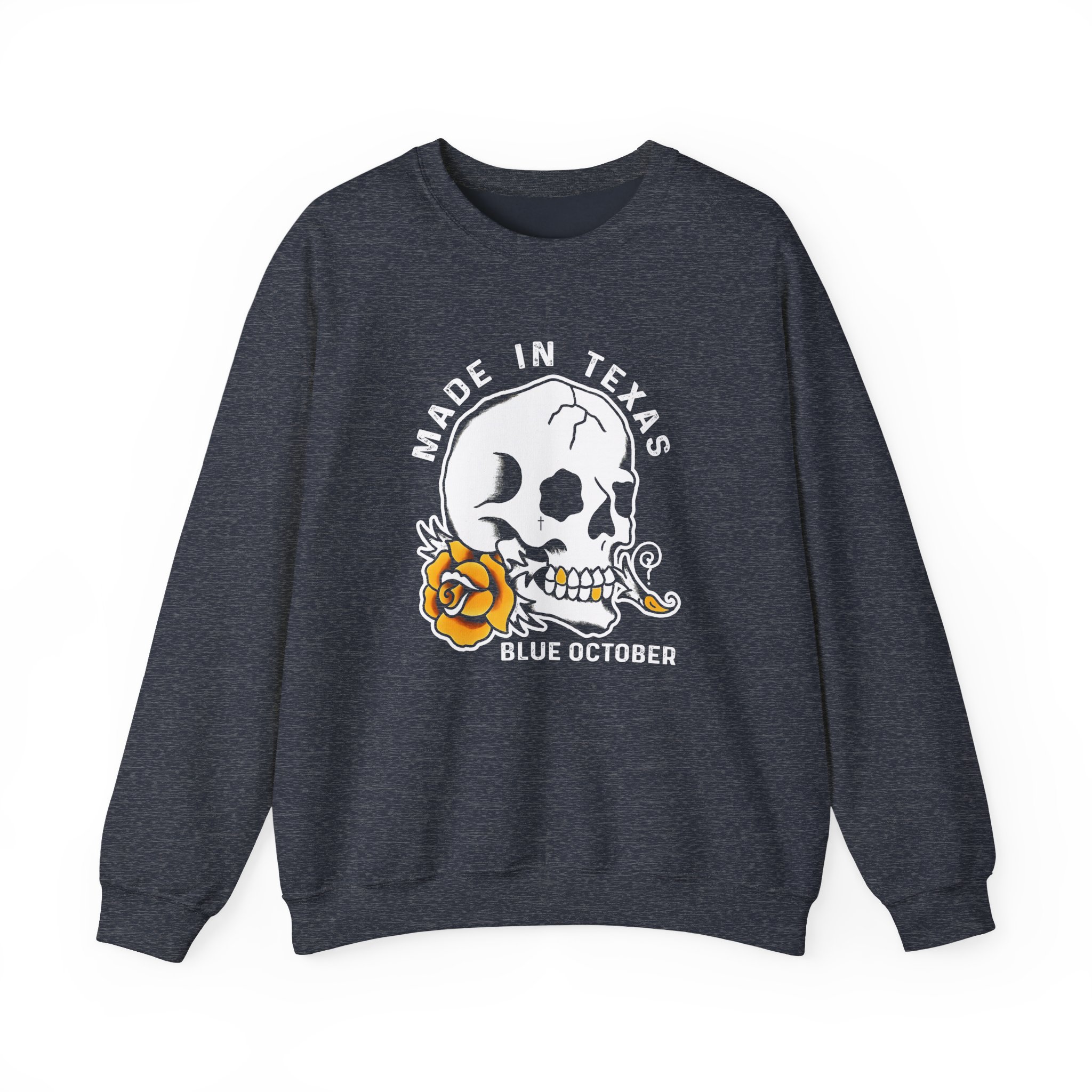 Blue October Skull Rose Unisex Heavy Blend™ Crewneck Sweatshirt - Image 11