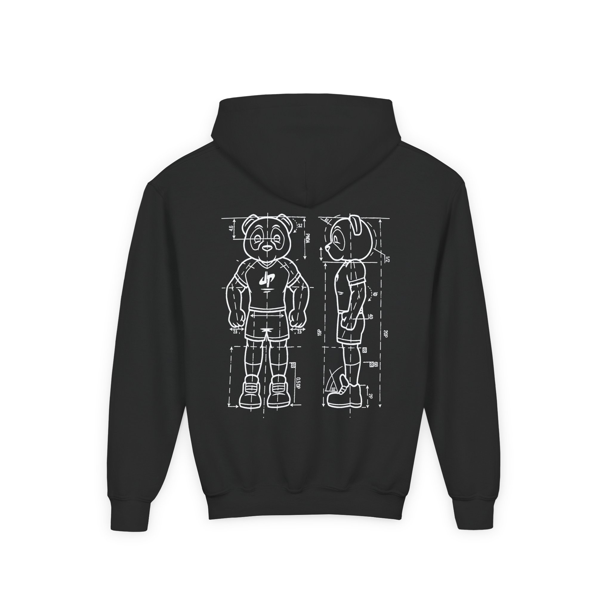 Dude Perfect Blueprint Panda Youth Heavy Blend Hooded Sweatshirt - Image 2