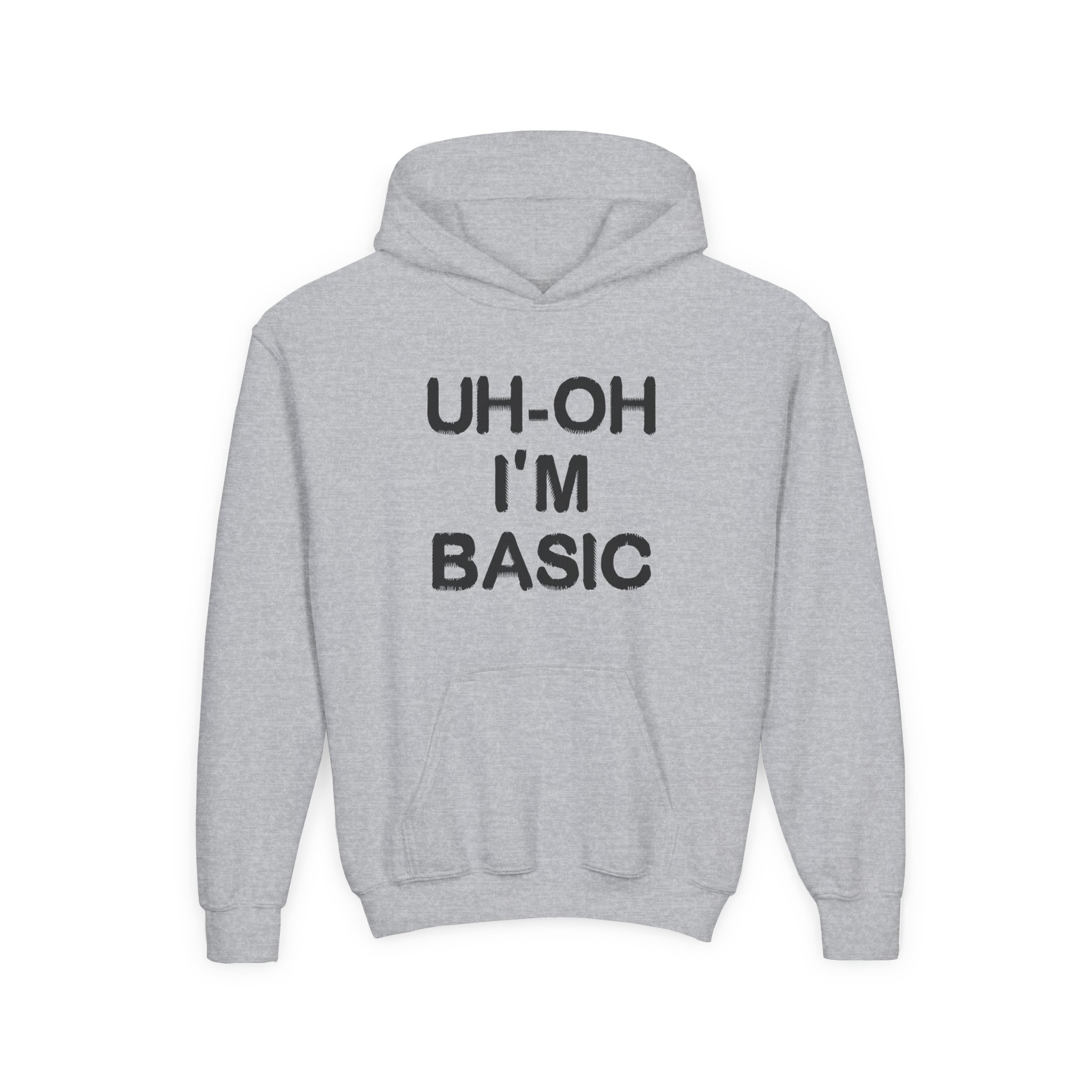 Djo Uh-oh I'm Basic Youth Heavy Blend Hooded Sweatshirt - Image 3