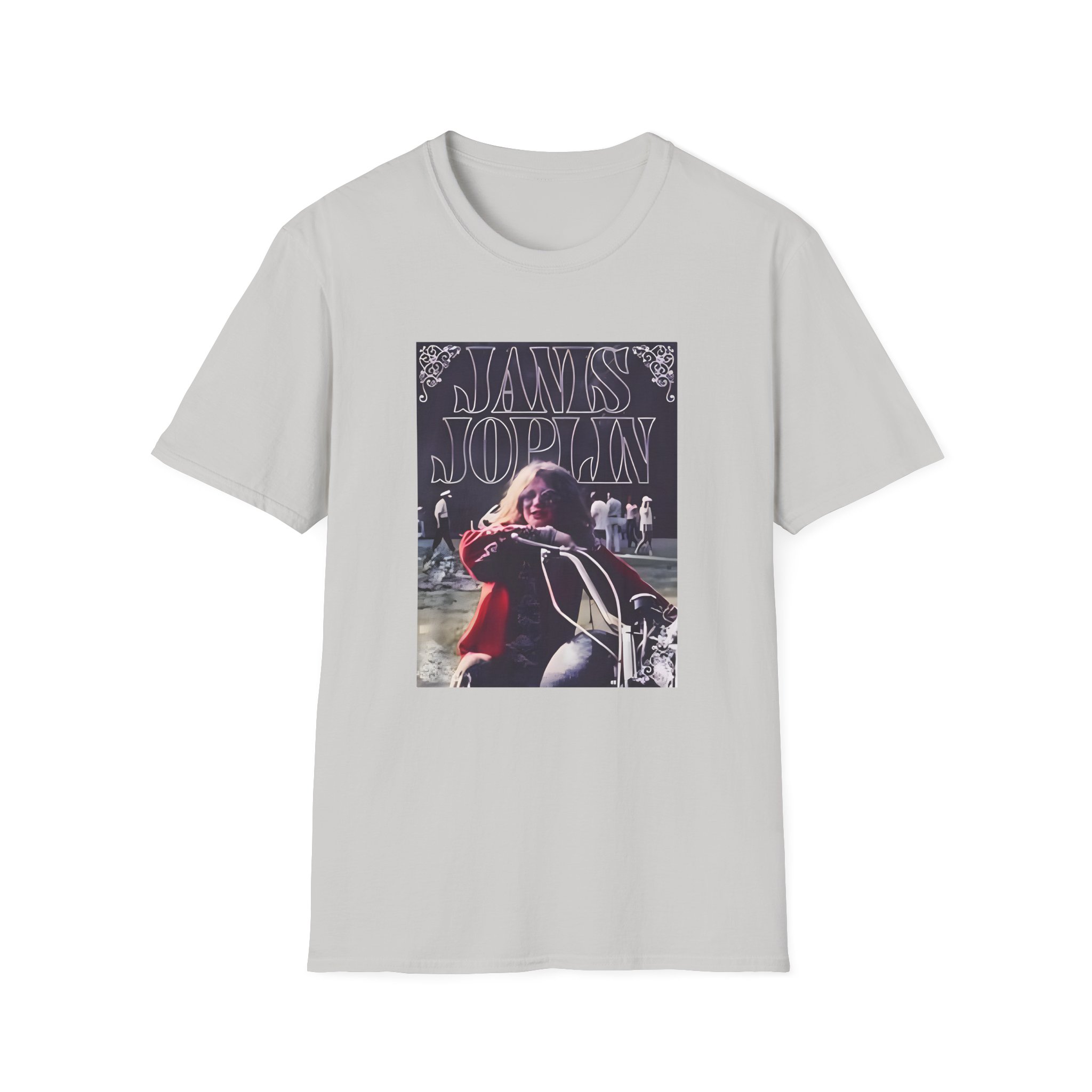 Janis Joplin Greatest Hits Motorcycle Cover Unisex Softstyle T-Shirt - Image 7