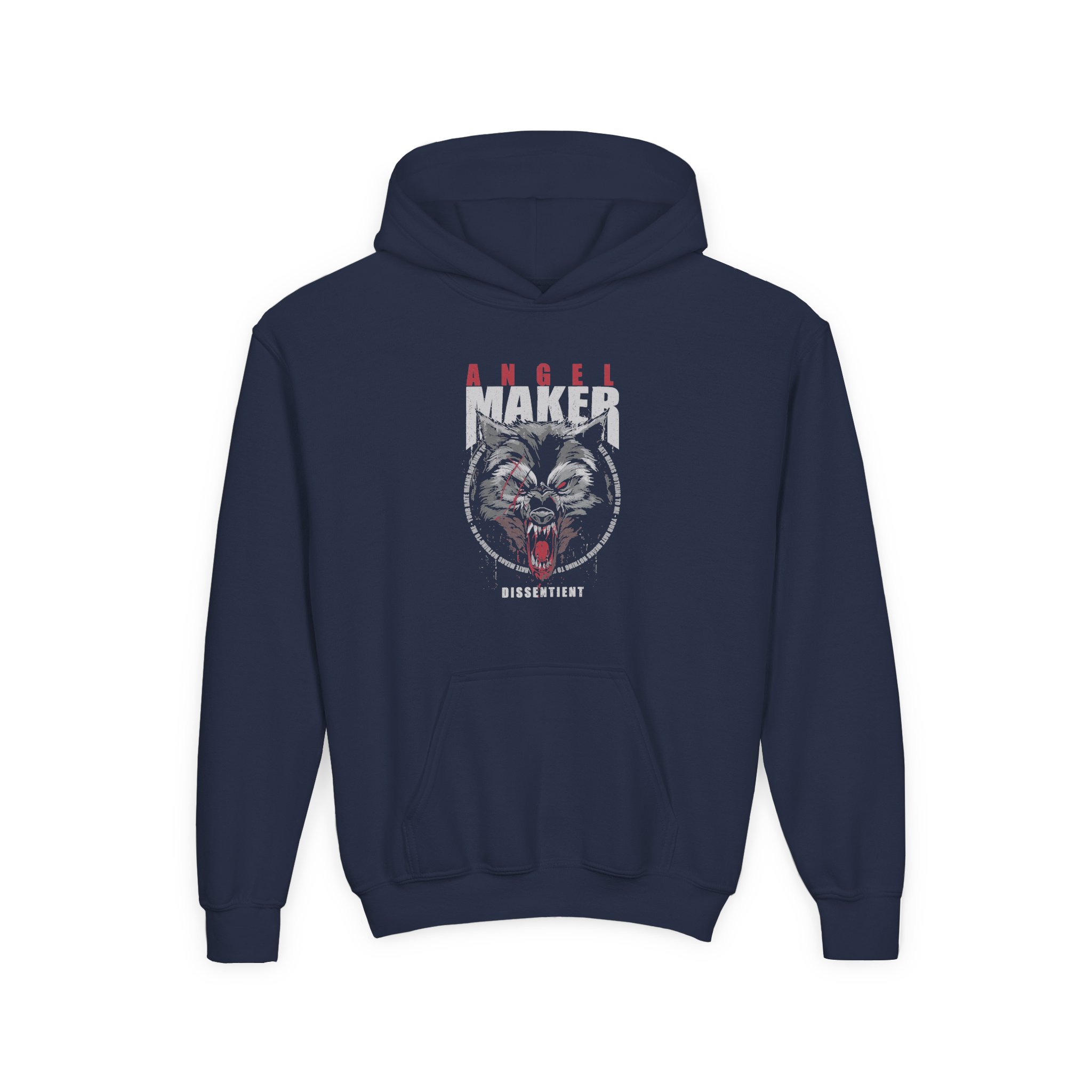 Angelmaker Battle Wolf Youth Heavy Blend Hooded Sweatshirt - Image 7
