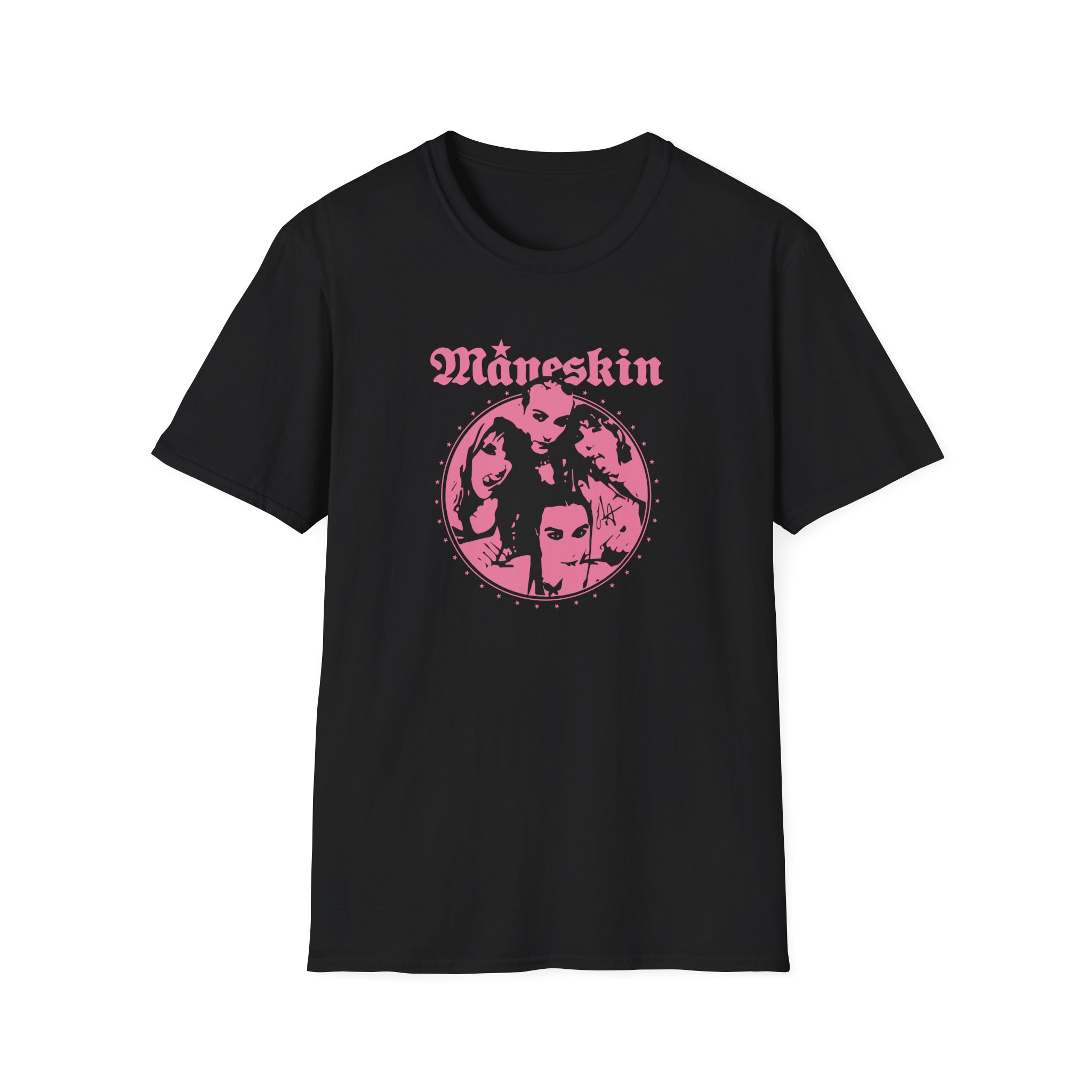 Maneskin Pink Fisheye Band Unisex Softstyle T-Shirt