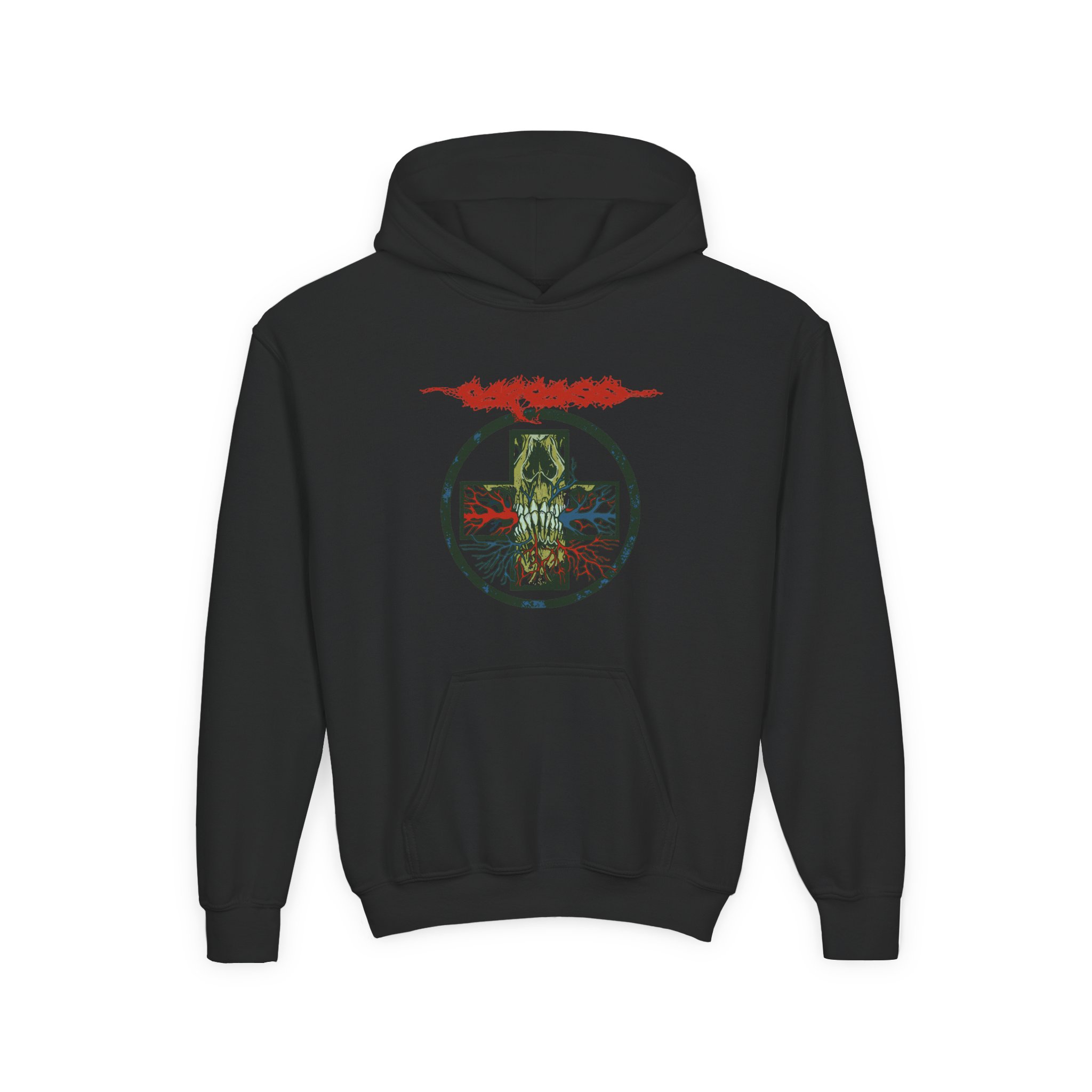 Youth Carcass Medical Cross Tour Heavy Blend Hooded Sweatshirt - Image 3