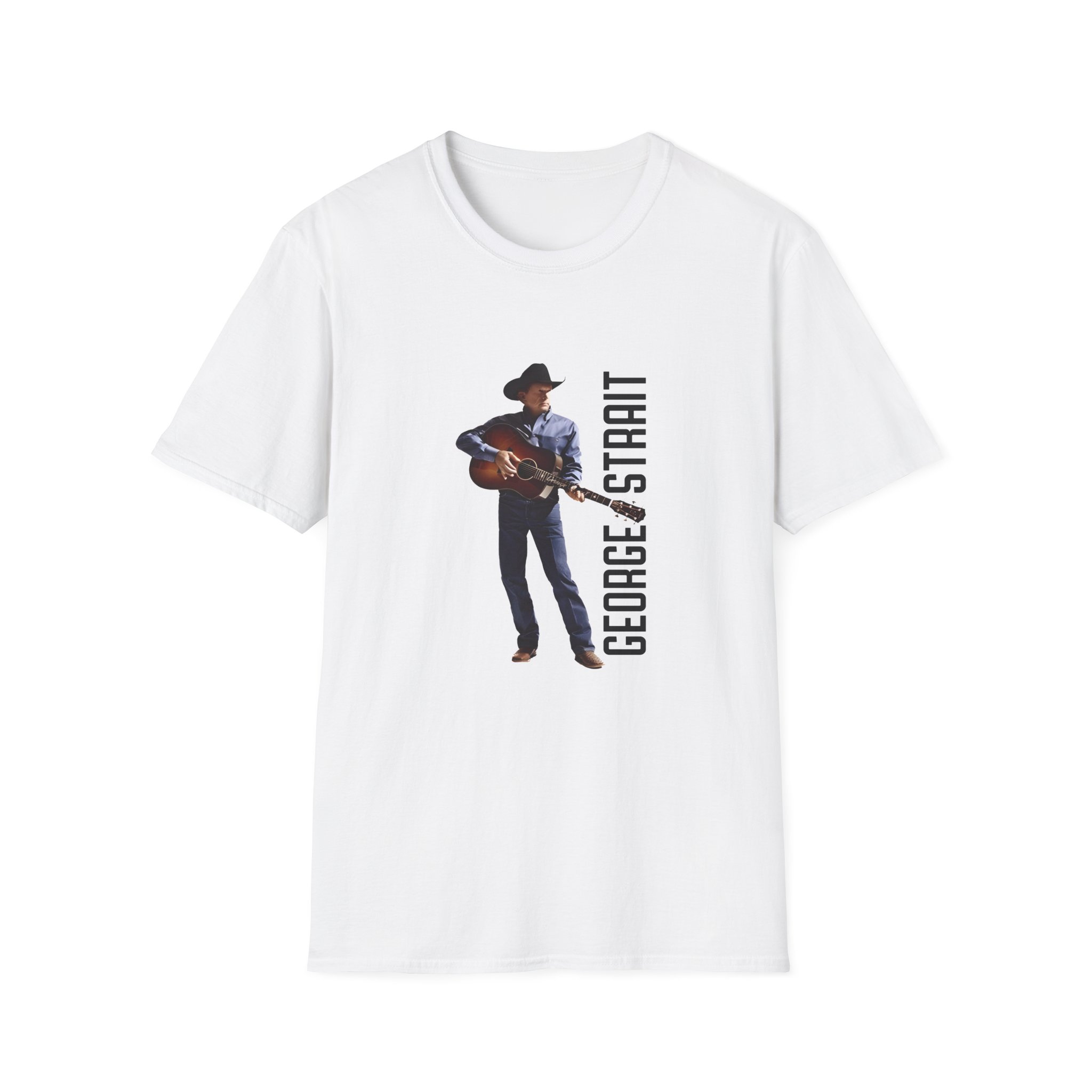 George Strait Heather Denim Silhouette Unisex Softstyle T-Shirt