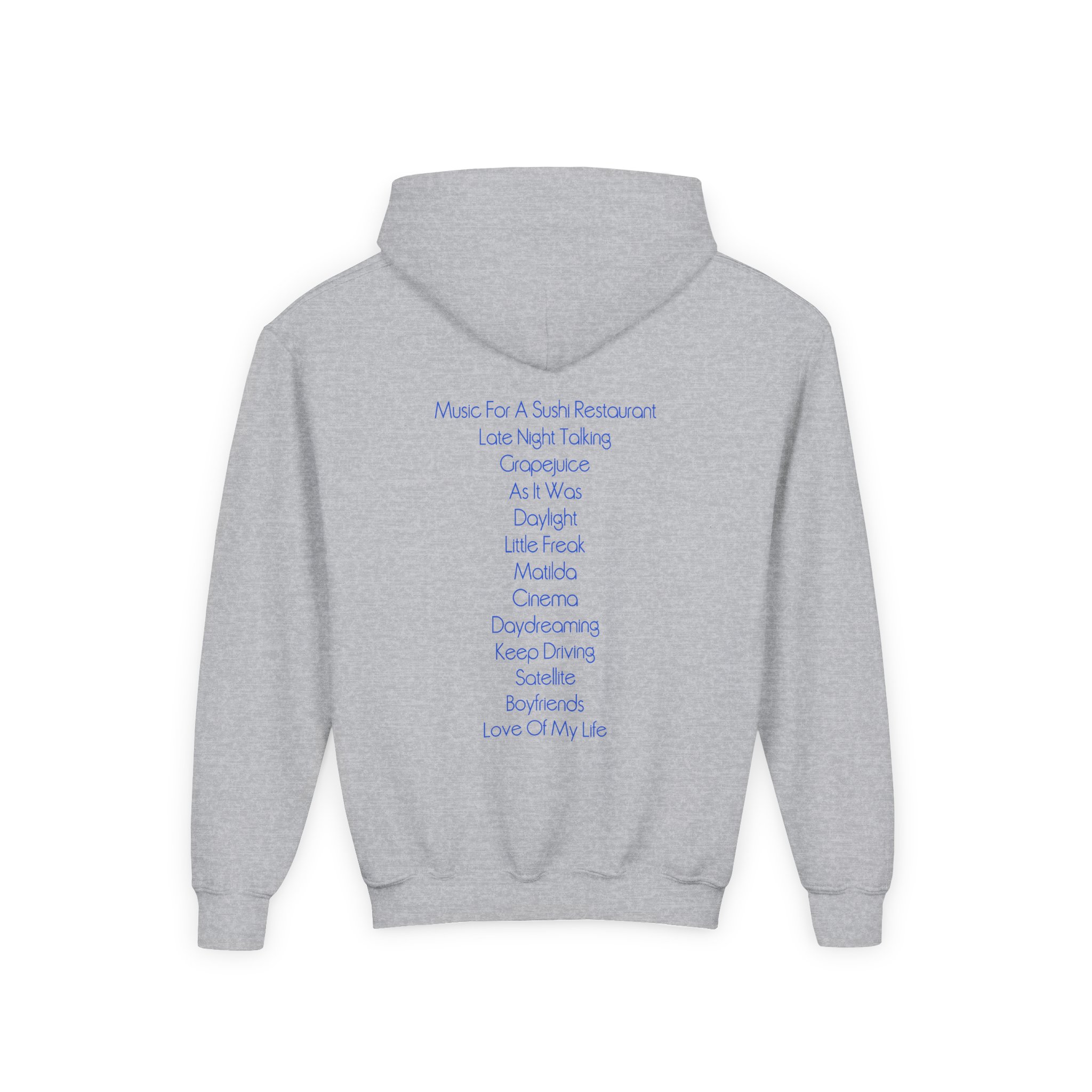 Love on Tour Harry's House Tracklis Youth Heavy Blend Hooded Sweatshirt - Image 4