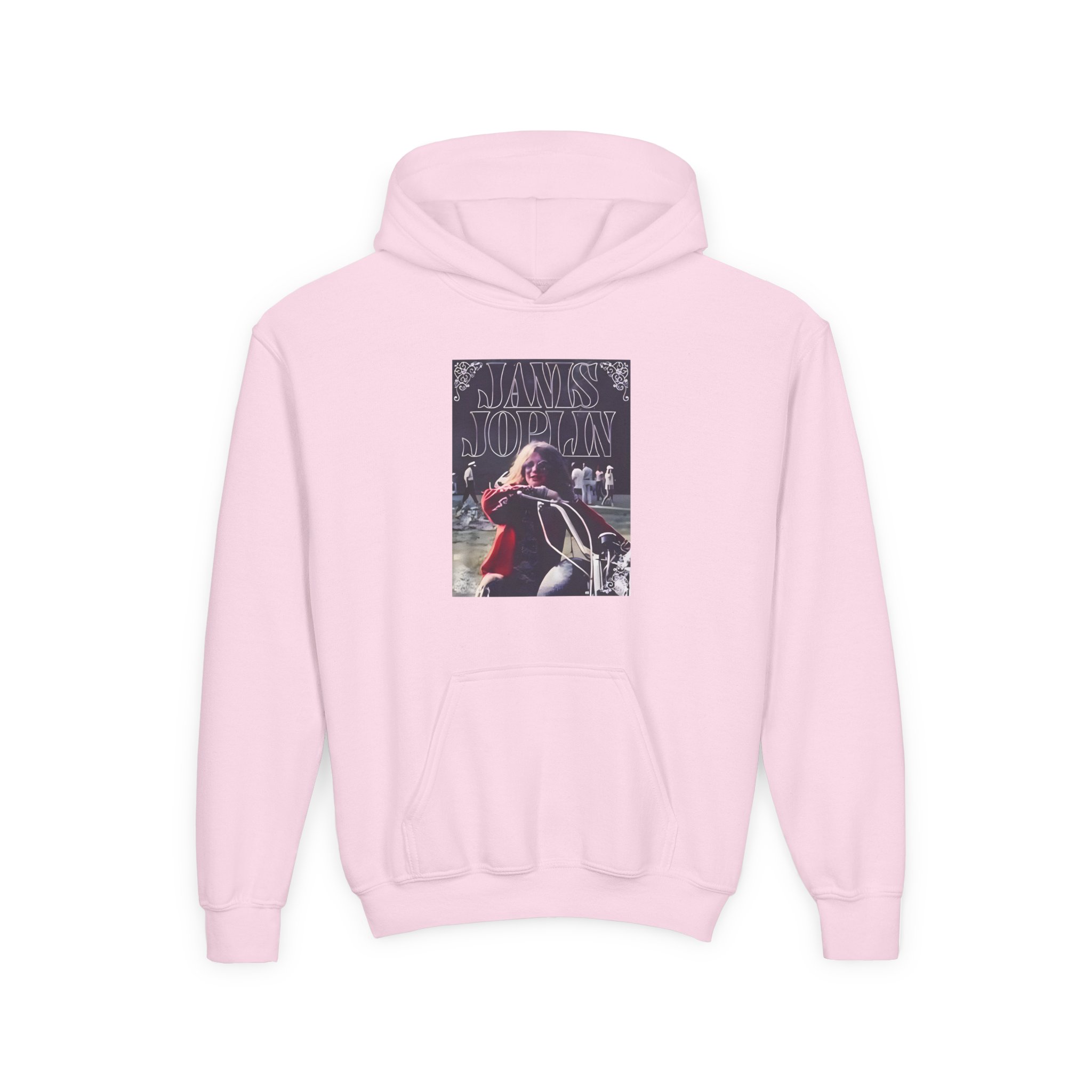Janis Joplin Greatest Hits Motorcycle Cover Youth Heavy Blend Hooded Sweatshirt - Image 15