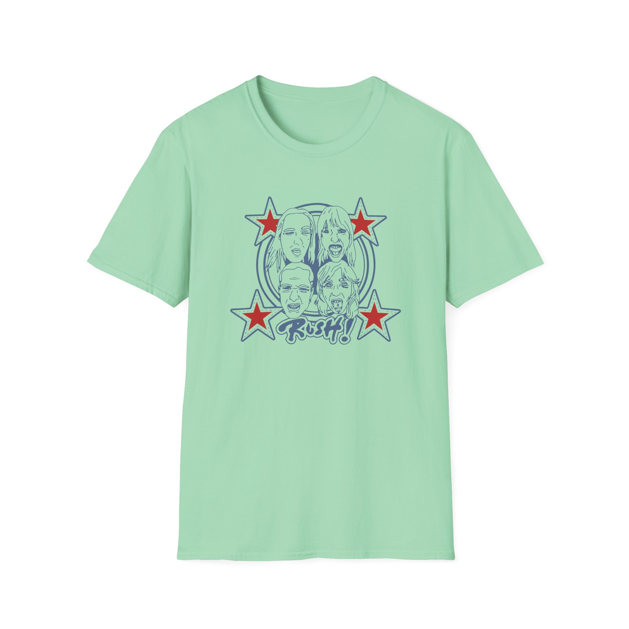 Maneskin RUSH! Faces & Red Starz Unisex Softstyle T-Shirt - Image 9