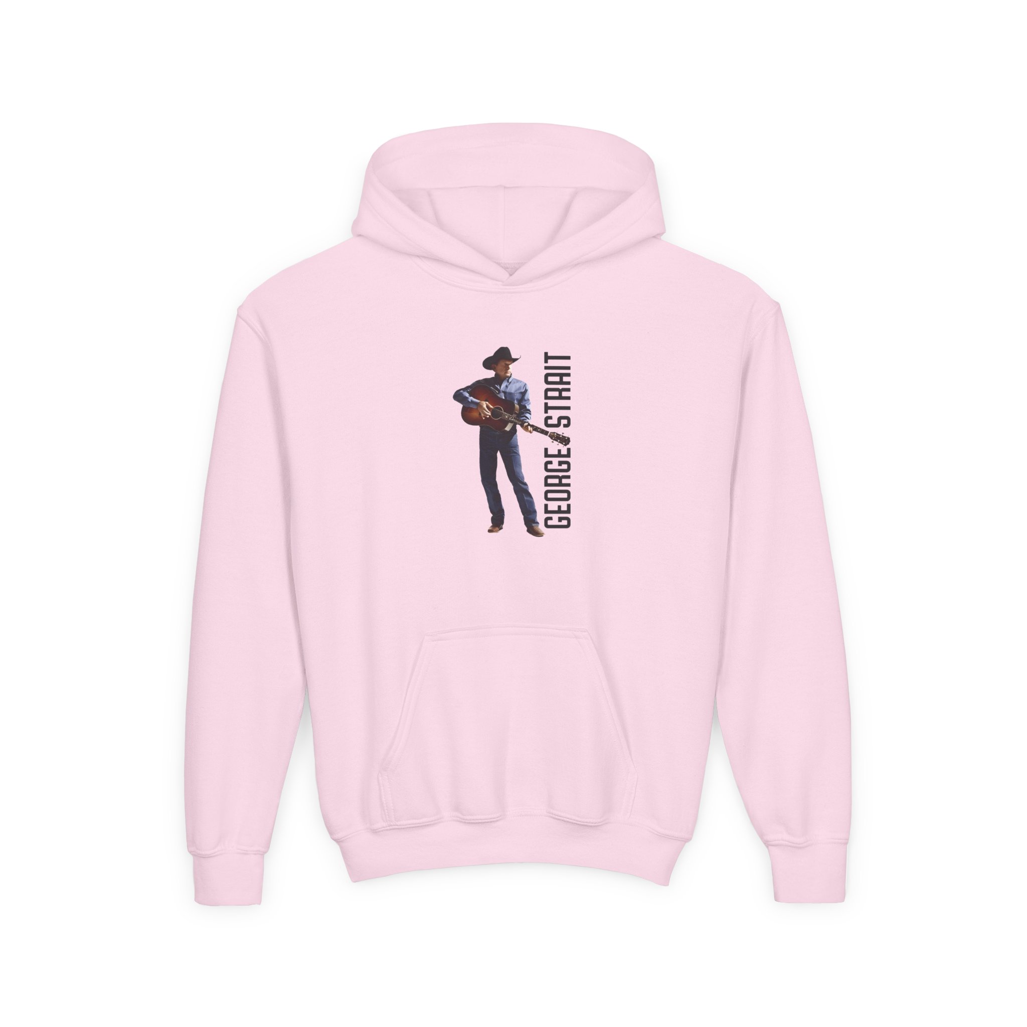 George Strait Heather Denim Silhouette Youth Heavy Blend Hooded Sweatshirt - Image 7