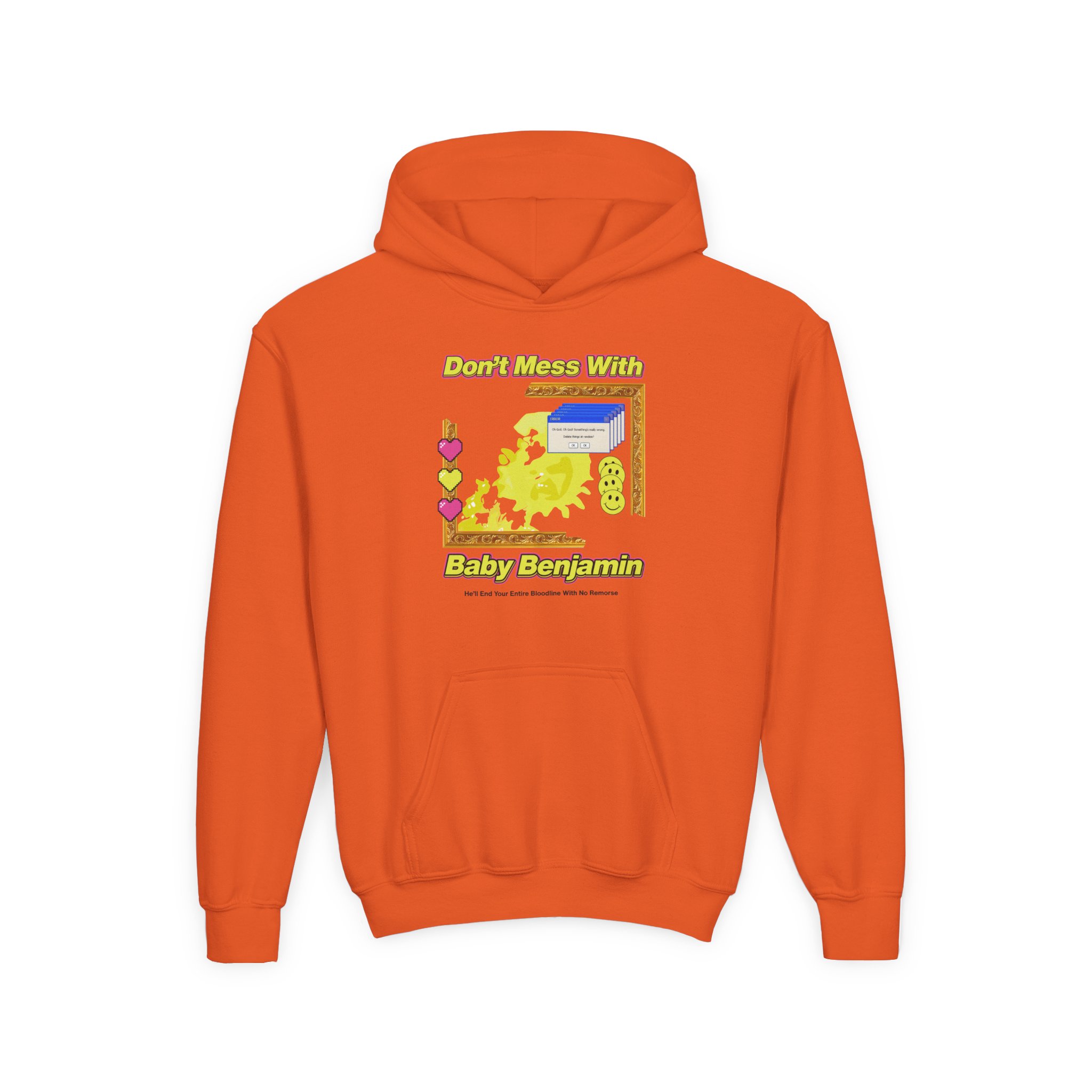 Garrett Watts Don't Mess With Baby Benjamin Youth Heavy Blend Hooded Sweatshirt - Image 5